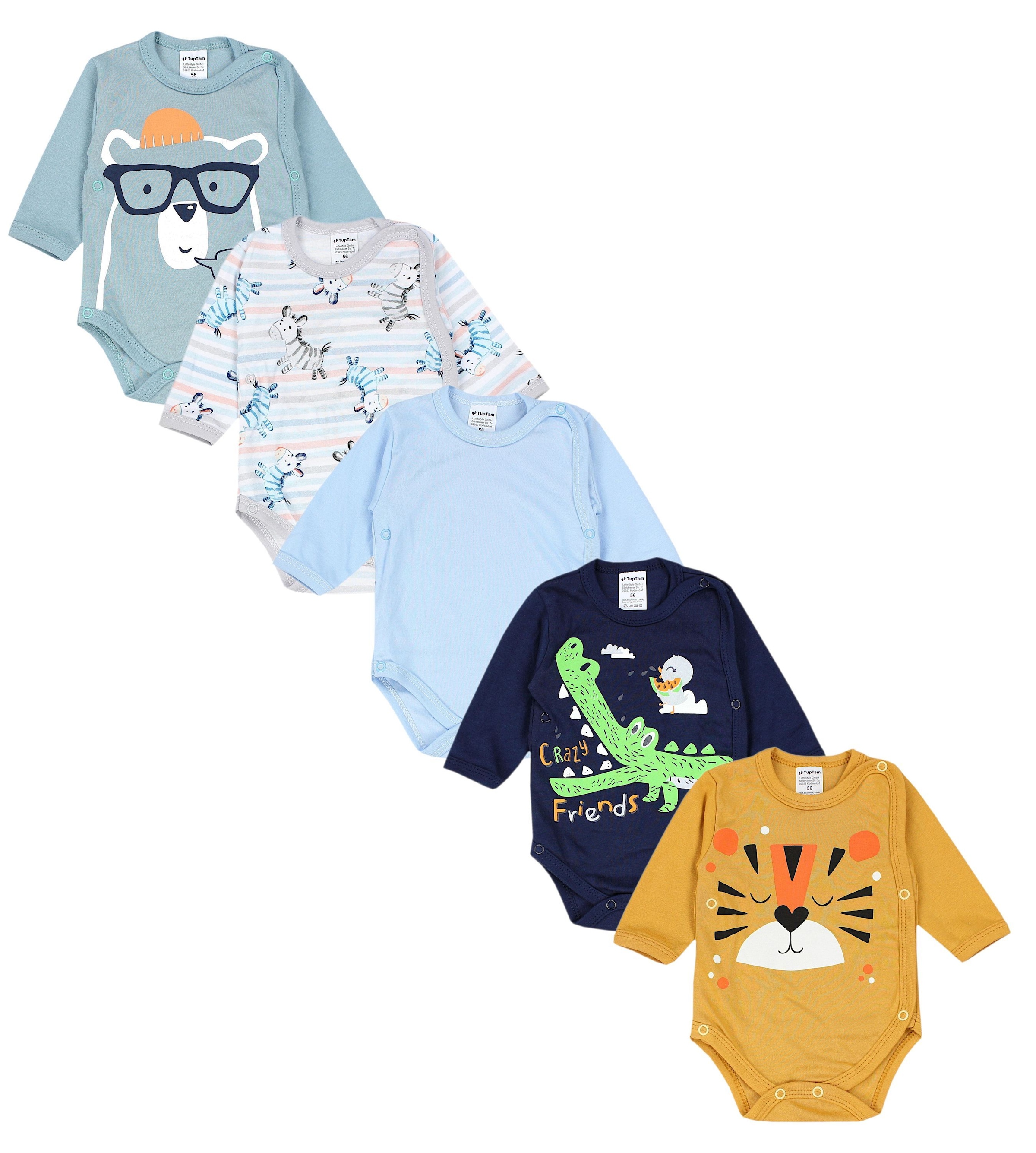 TupTam Langarmwickelbody "Wickelbody Baby Langarm Wickelbody im 5er Set"
