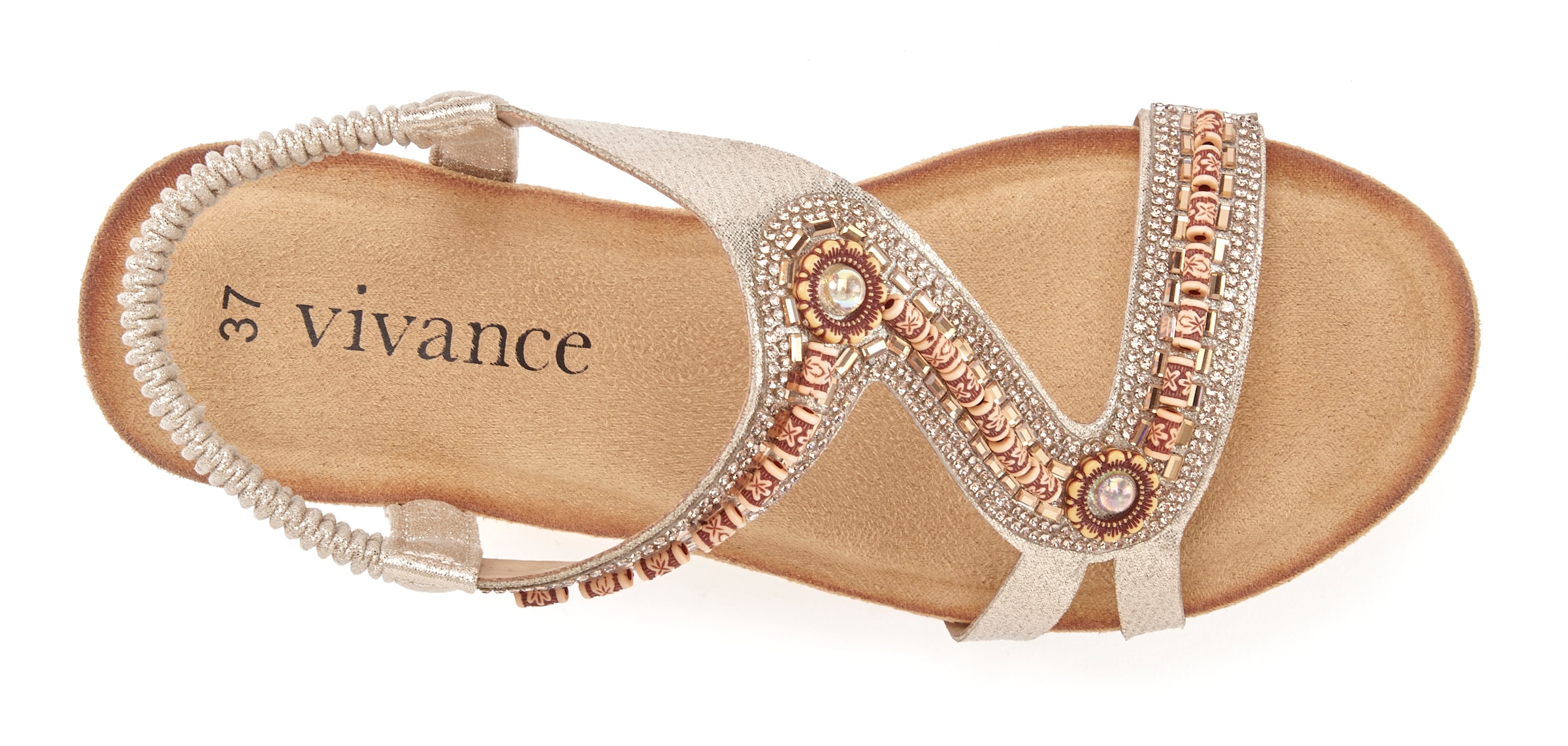 Vivance Sandalette »Sommerschuh«, Sandale, Sommerschuh mit Glitzerdetails und elastischem Riemchen VEGAN