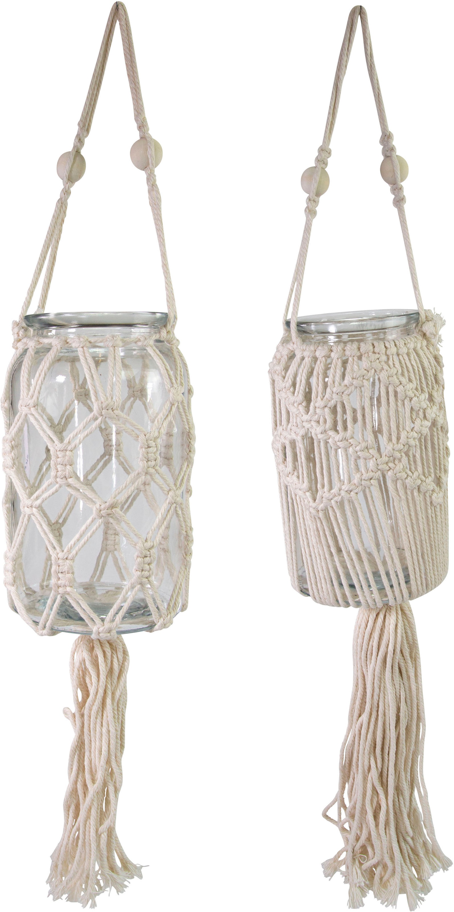 Timbers Hängewindlicht »Kerzenhalter Eulonia (1 kaufen Baumwolle, BAUR Hängen«, 10,5 zum St.), Glas aus cm | Ø Makramee, und