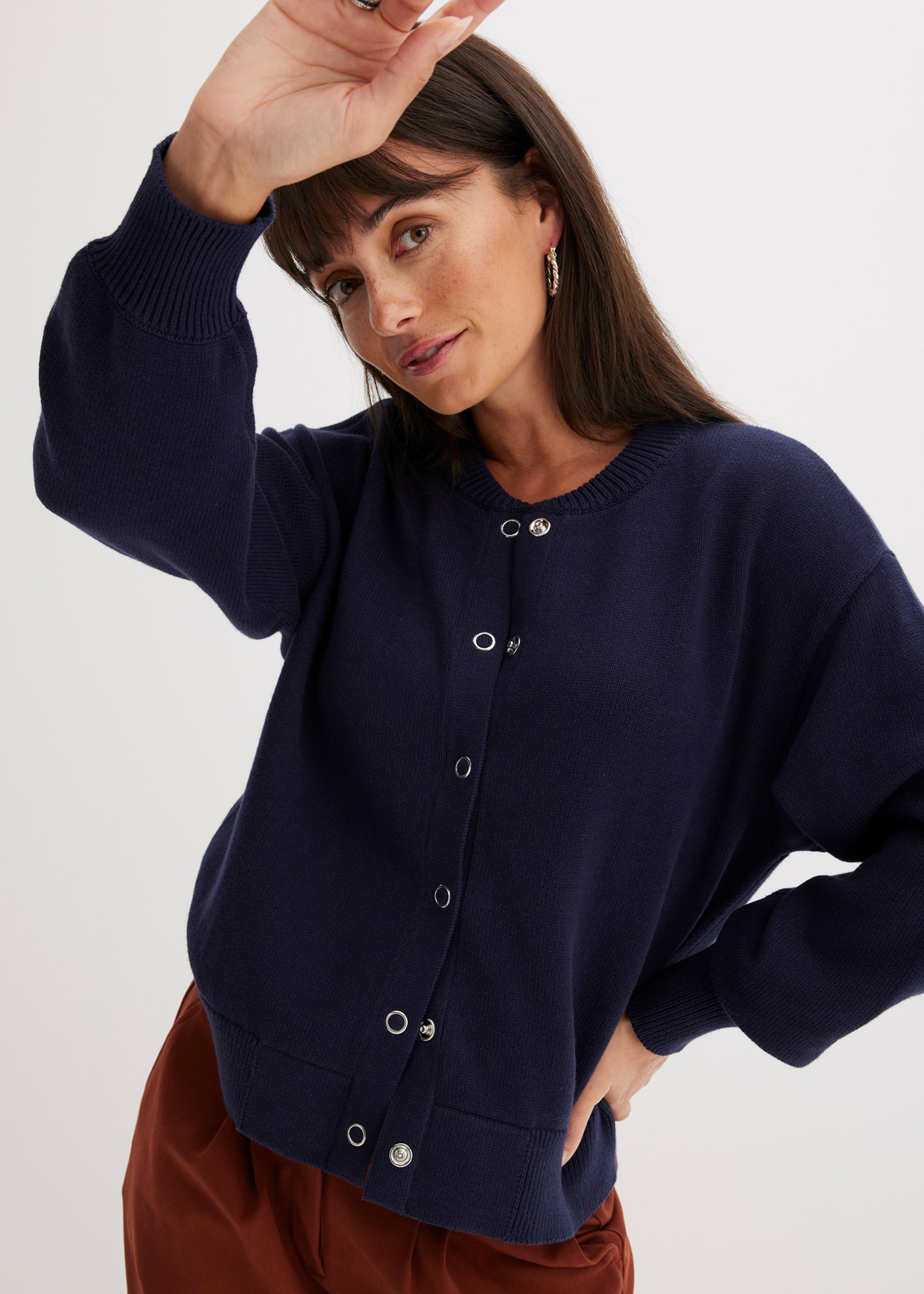 bonprix Strickjacke "Strickjacke aus reiner Baumwolle" mit Rippbündchen günstig online kaufen