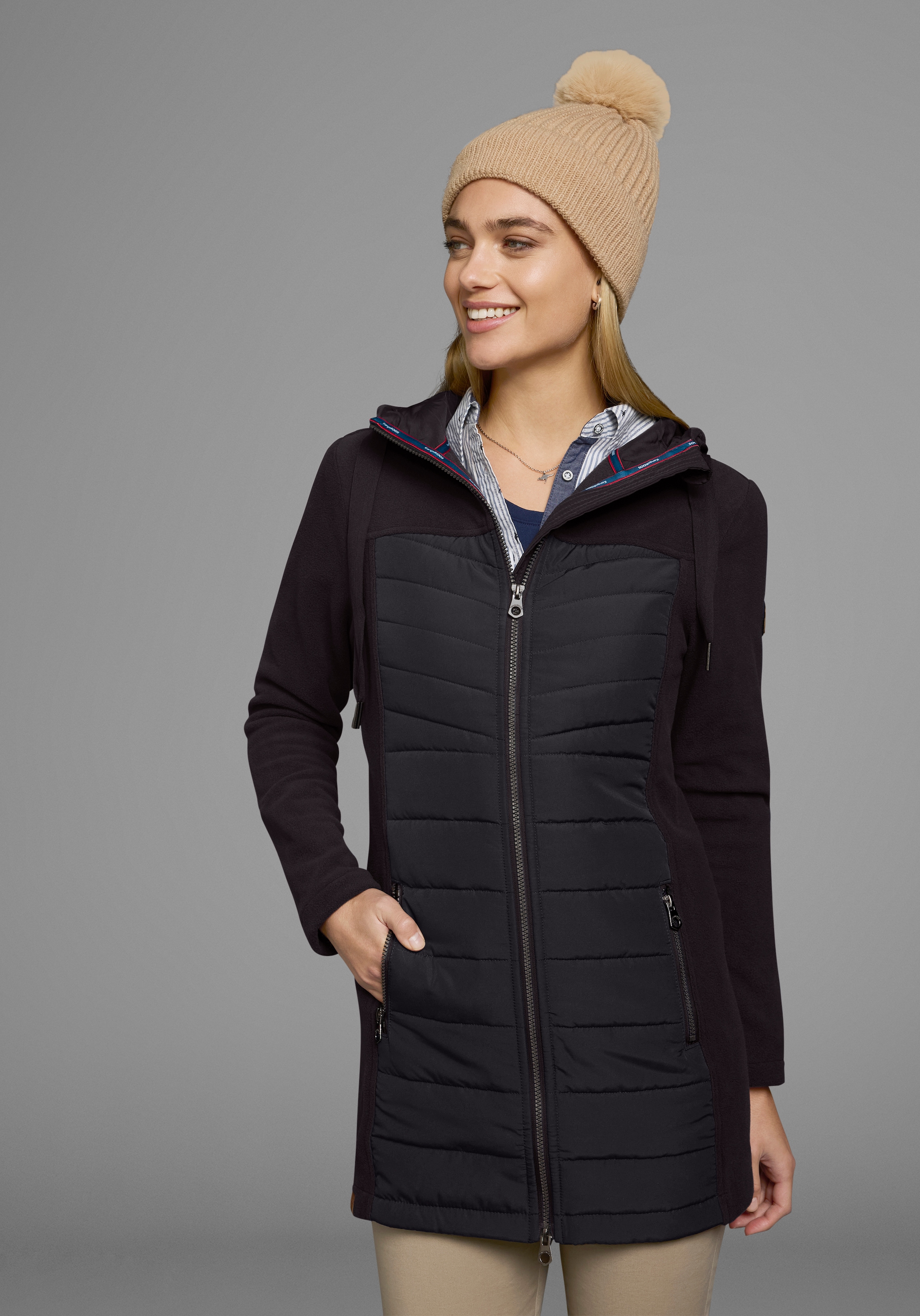 KangaROOS Langjacke mit Kapuze Hybridjacke - Fleecejacke mit wattierten Ber günstig online kaufen