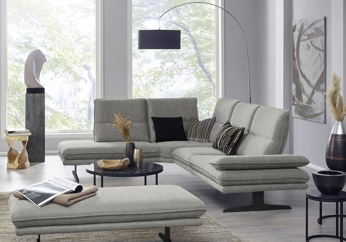 W.SCHILLIG Ecksofa "broadway, Designsofa, toller Sitzkomfort, zeitlos, elegant, L-Form" Sitztiefenverstellung, Kopfteil- & Seitenteilverstellung, Breite 284cm