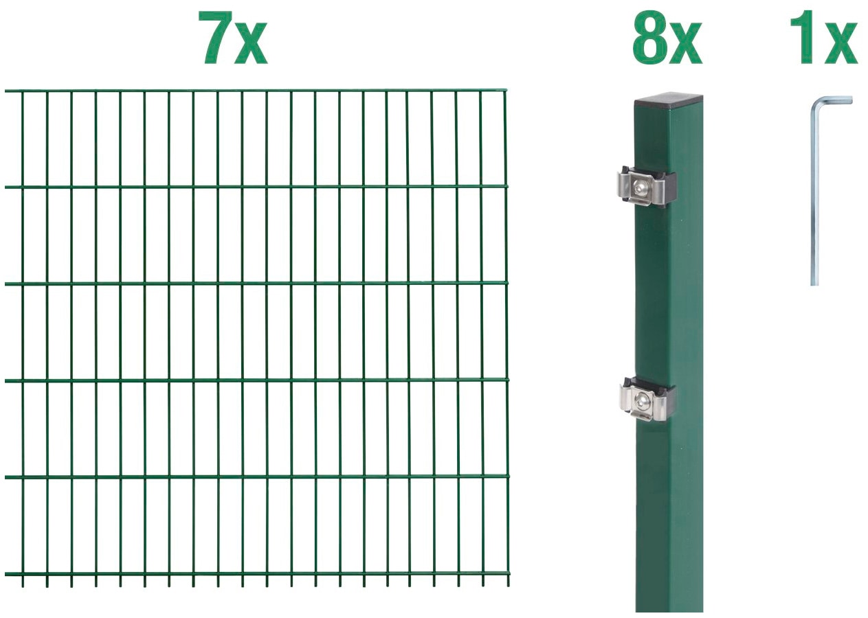 Alberts Doppelstabmattenzaun "Grundset" Höhe: 80-200 cm, Gesamtlänge: 4-30 m, zum Einbetonieren