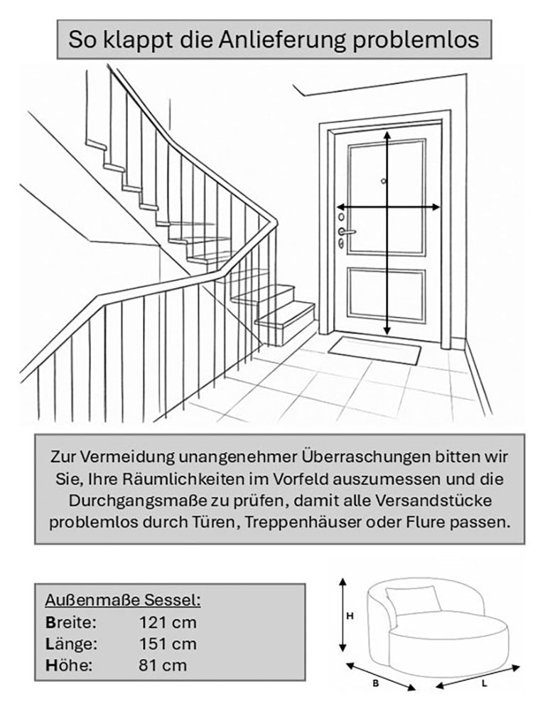 LeGer Home by Lena Gercke XXL-Sessel »Yllara, moderner Lesesessel, Loveseat mit großzügiger Sitzfläche« mit geschwungener Rückenlehne in Samt oder Struktur