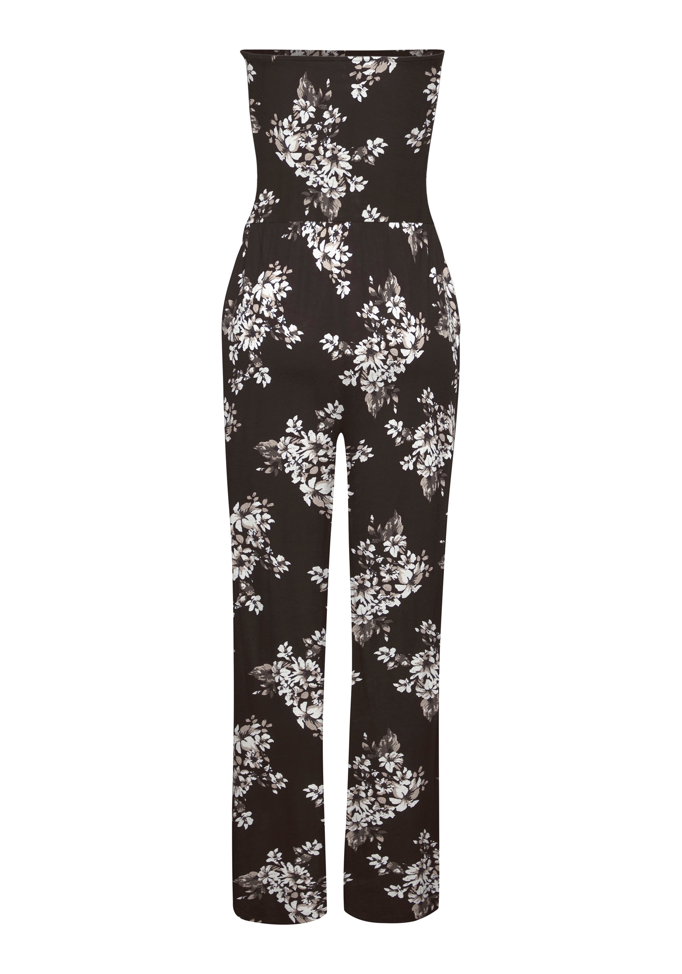 Lascana Bandeau Jumpsuit Black Cream Flower 46 3