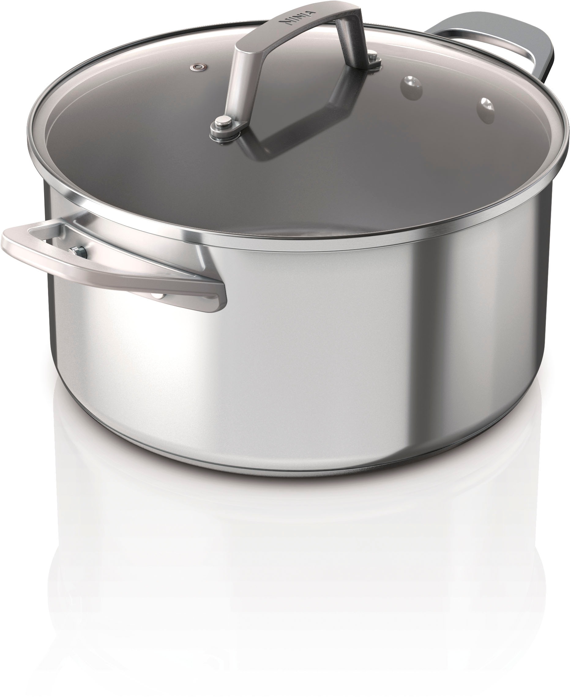 NINJA Kochtopf "Ninja Suppentopf aus Edelstahl C602DE", 3,3 l + Ø 20cm + Höhe 16,6cm, silber, Töpfe, Edelstahl mit Aluminiumbeschichtung für