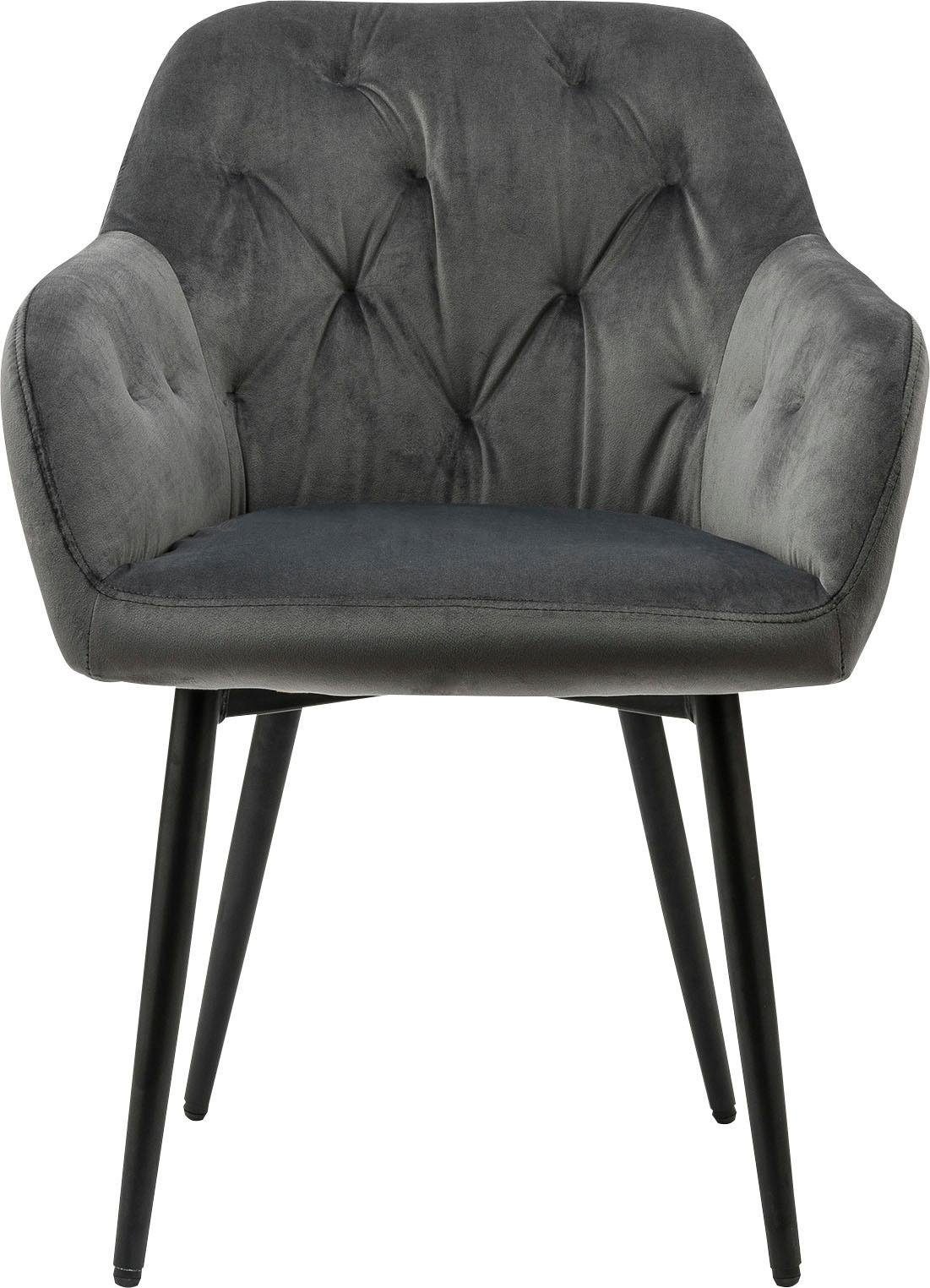 SalesFever Esszimmerstuhl, Samtvelours, Stilvoll mit eleganter Knopfheftung günstig online kaufen