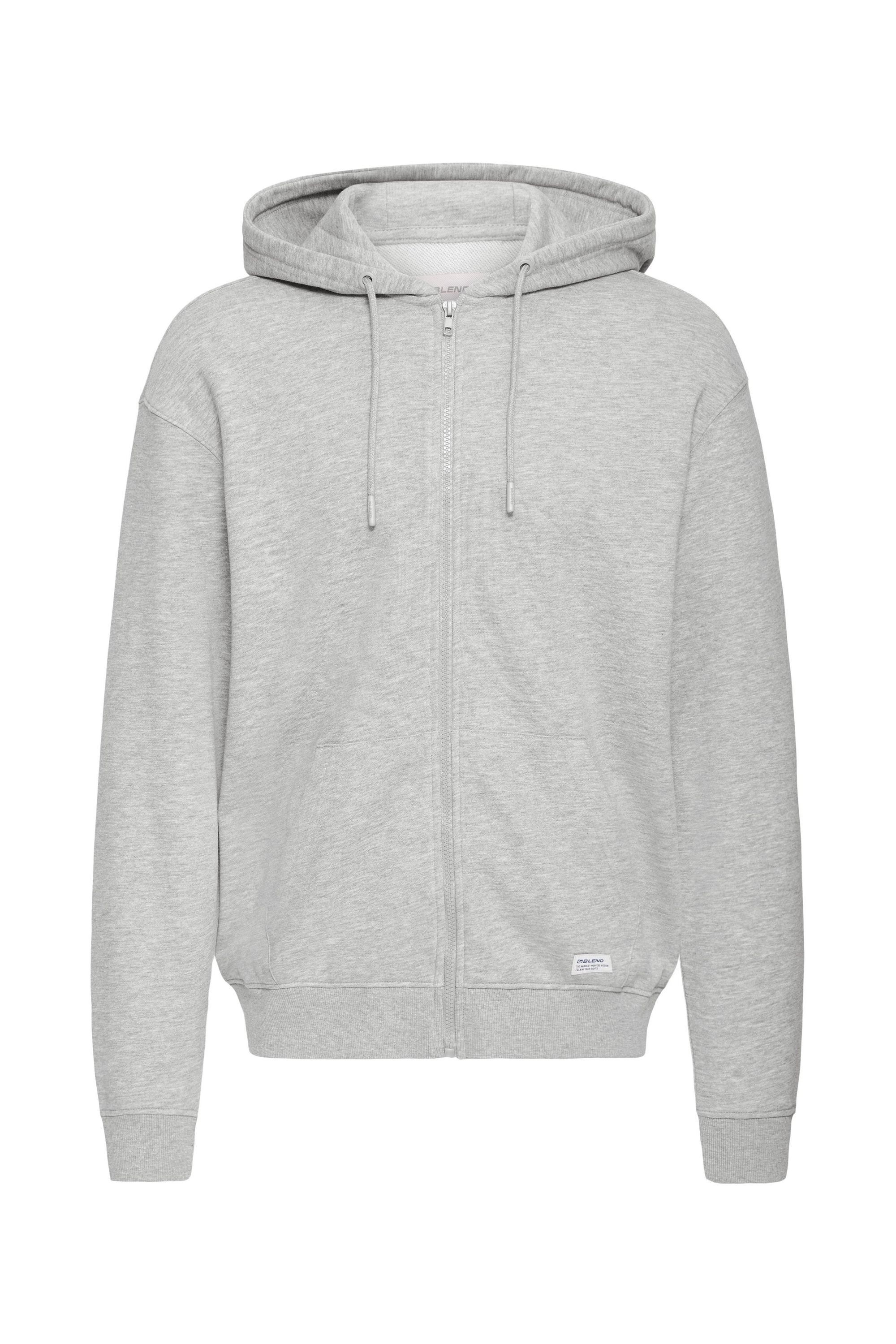 Kapuzensweatjacke BLEND "BHBrilo", Herren, Gr. L, stone mix, Sweatware, 60% Baumwolle, 40% Polyester, unifarben, normal normal, hoch geschlossener Ausschnitt, elastischer Bund, Sweatjacken, Gemütliche Sweatjacke mit Kapuze und Taschen