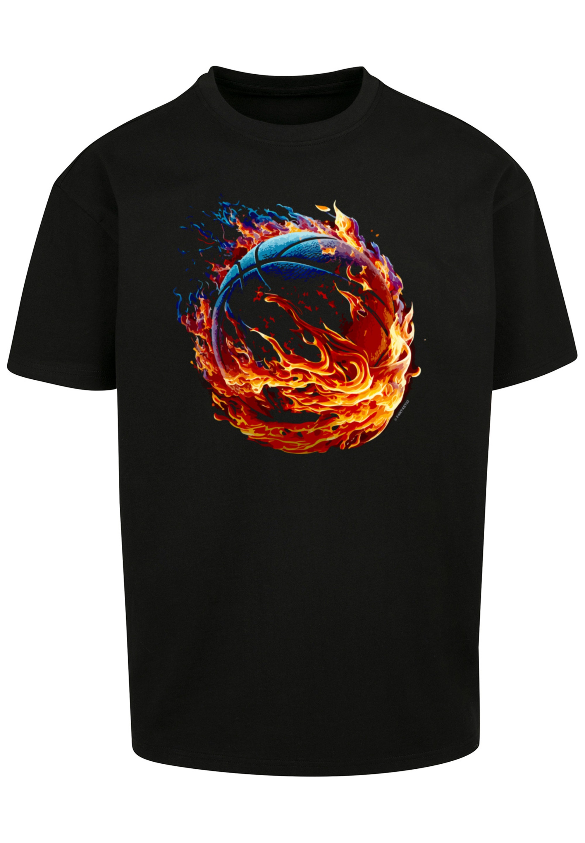 F4NT4STIC T-Shirt »Basketball On Fire Sport OVERSIZE TEE«, Print