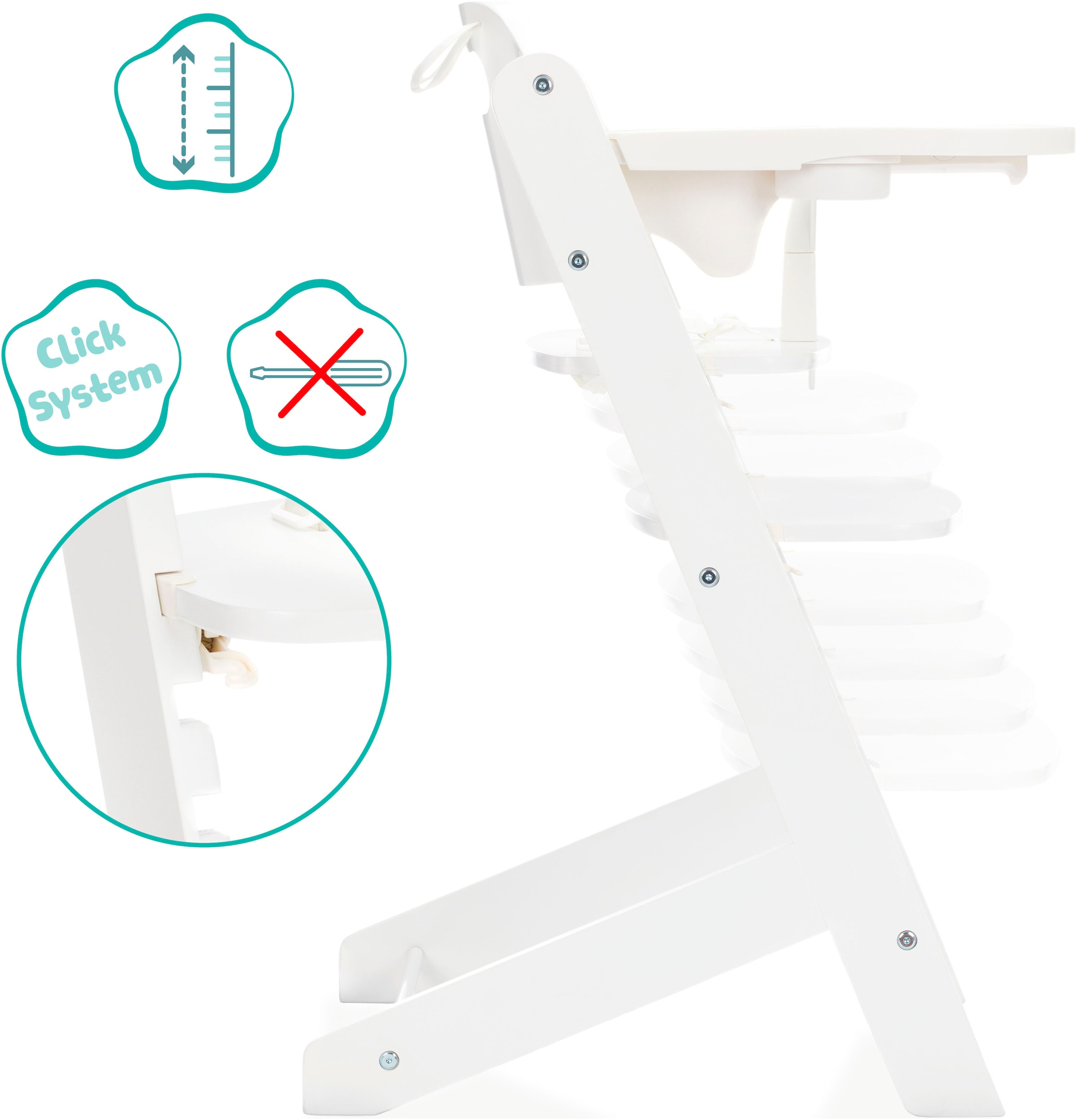 Fillikid Hochstuhl »Pia Swing«, (Set), 3 St., inkl. Neugeborgenenaufsatz und Wippe