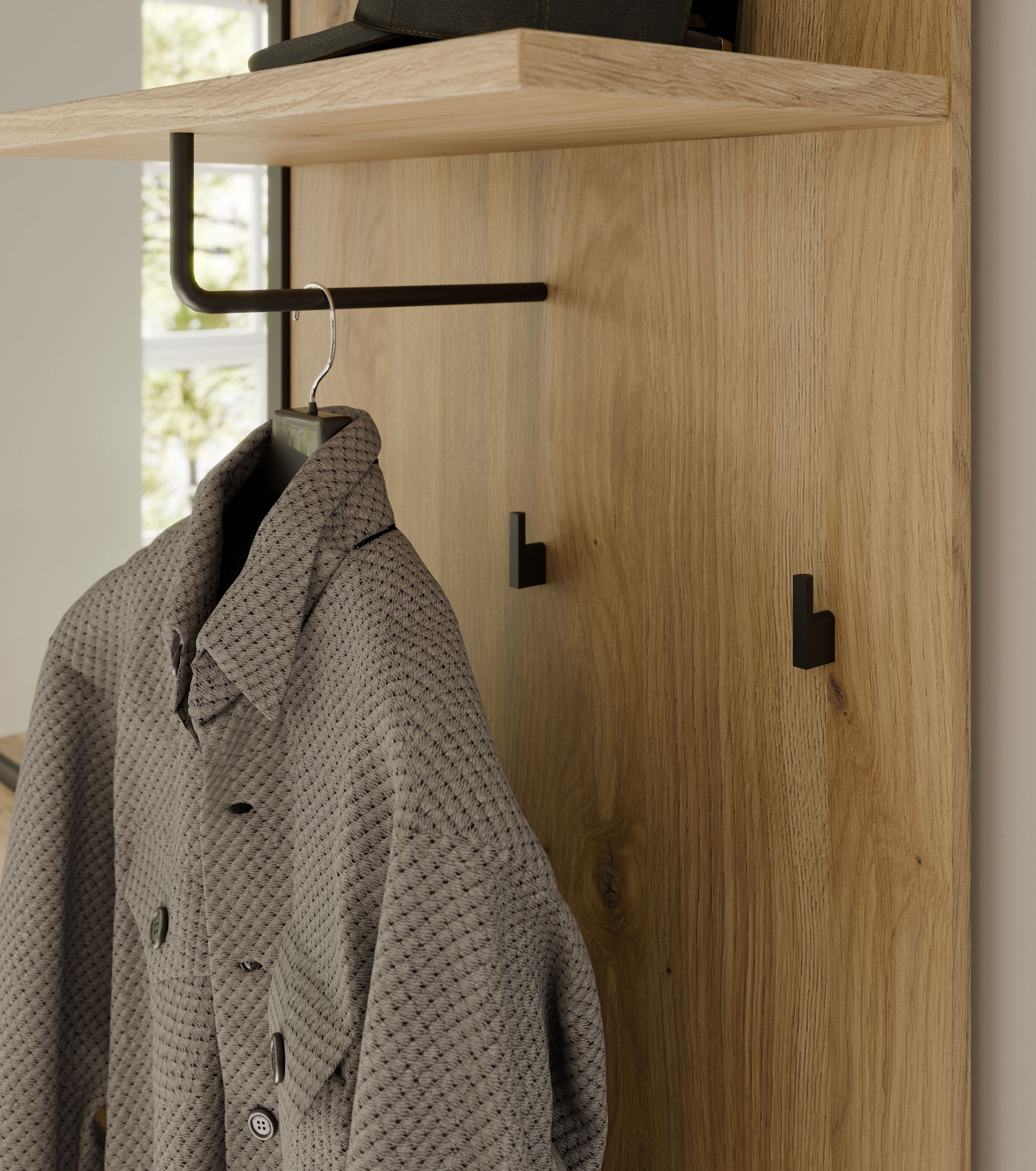 FORTE Kompaktgarderobe »Jytana«, Kompaktgarderobe, Stauraum, Lamellenoptik, Trendfarbe