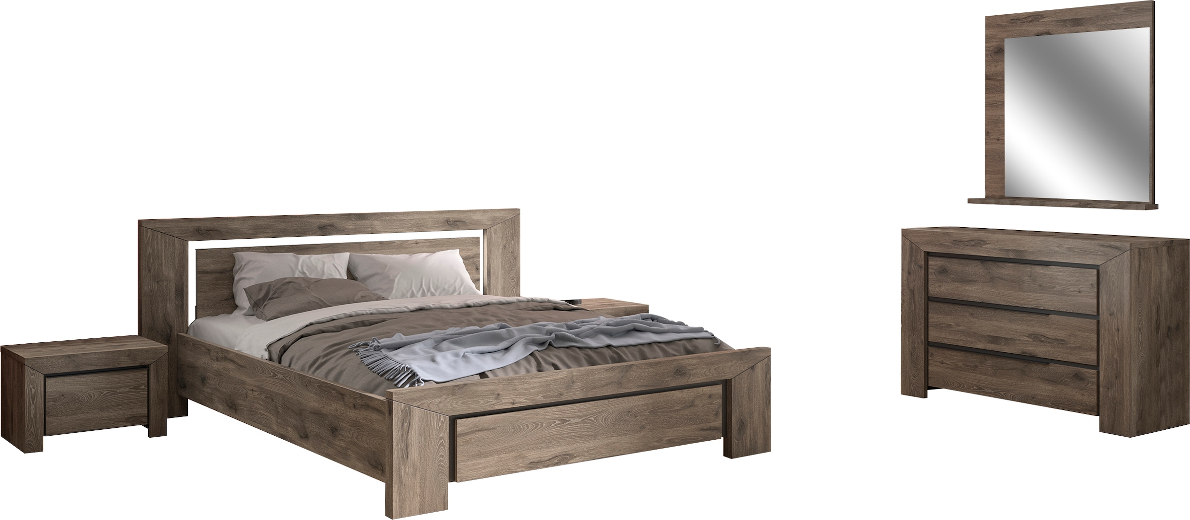 Jugendzimmer-Set GAMI, braun, Spanplatte, Schlafzimmermöbel-Sets, "Brugge", In 2 Farben erhältlich