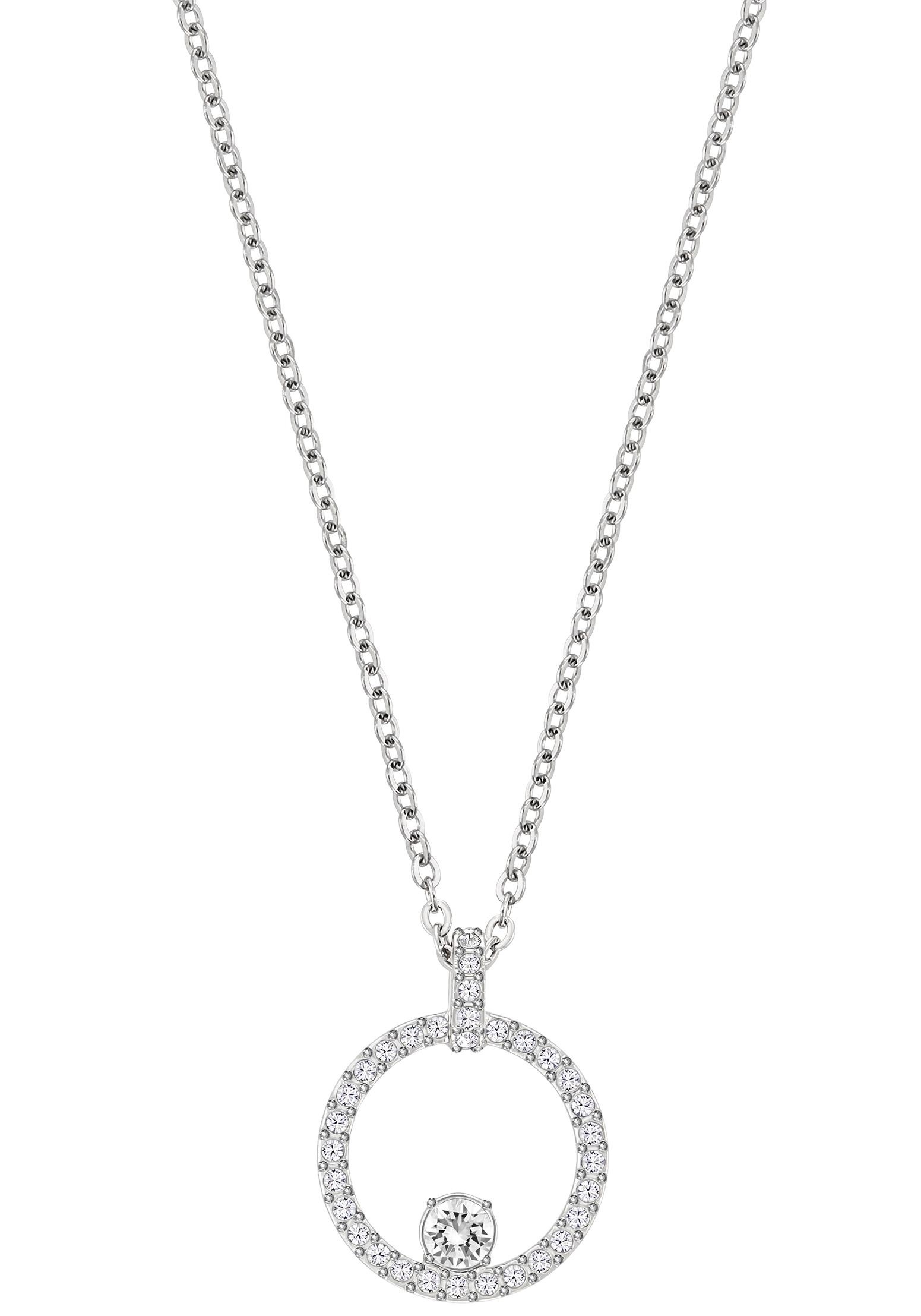 Kette mit Anhänger SWAROVSKI "CREATIVITY CIRCLE", silber (silberfarben), Halsketten, Damen, Metall, L: 43, mit Swarovski Kristall