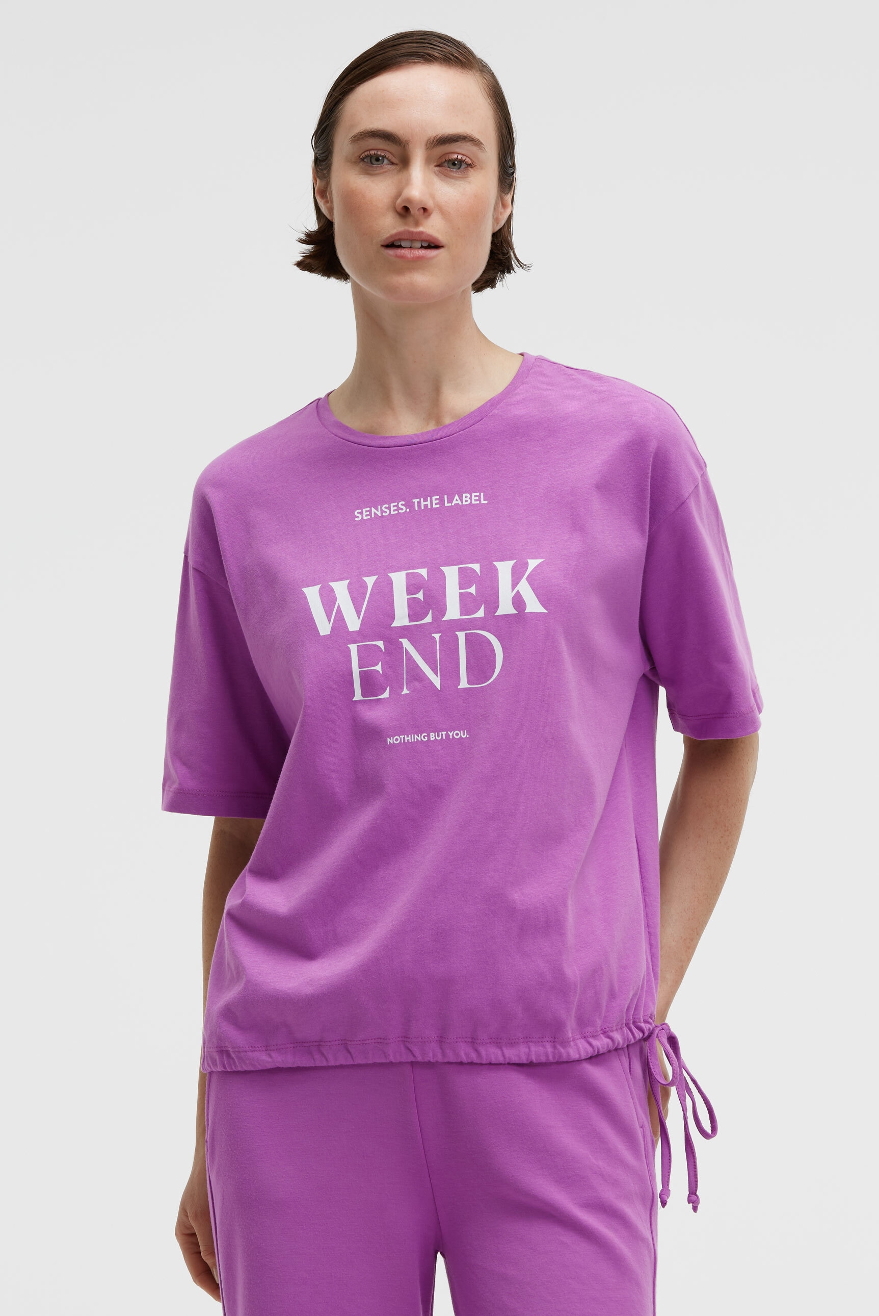 SENSES.THE LABEL Rundhalsshirt mit Bindeband am Saum