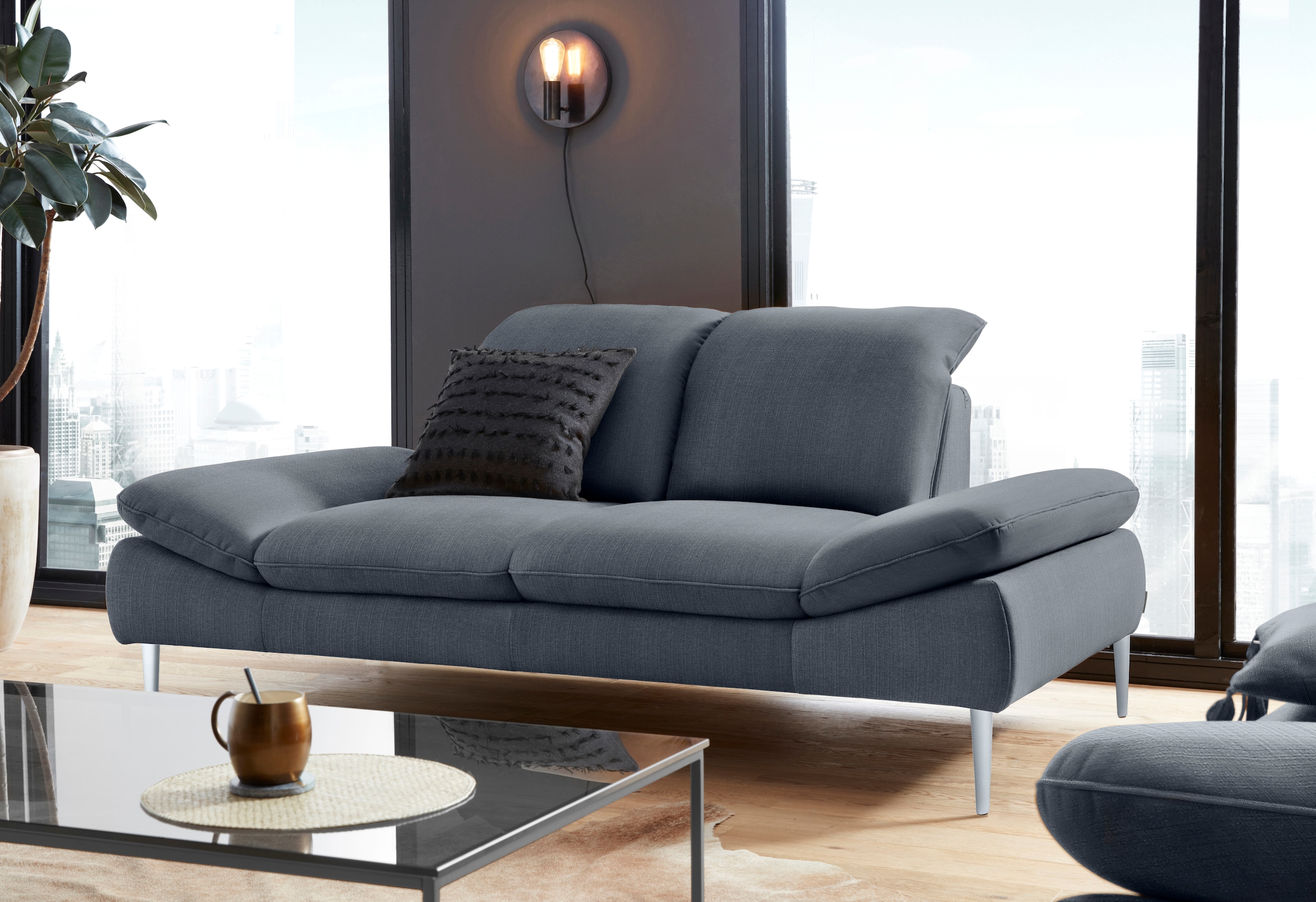 W.SCHILLIG 2-Sitzer "enjoy&MORE" mit Sitztiefenverstellung, Füße Chrom glänzend, Breite 202 cm