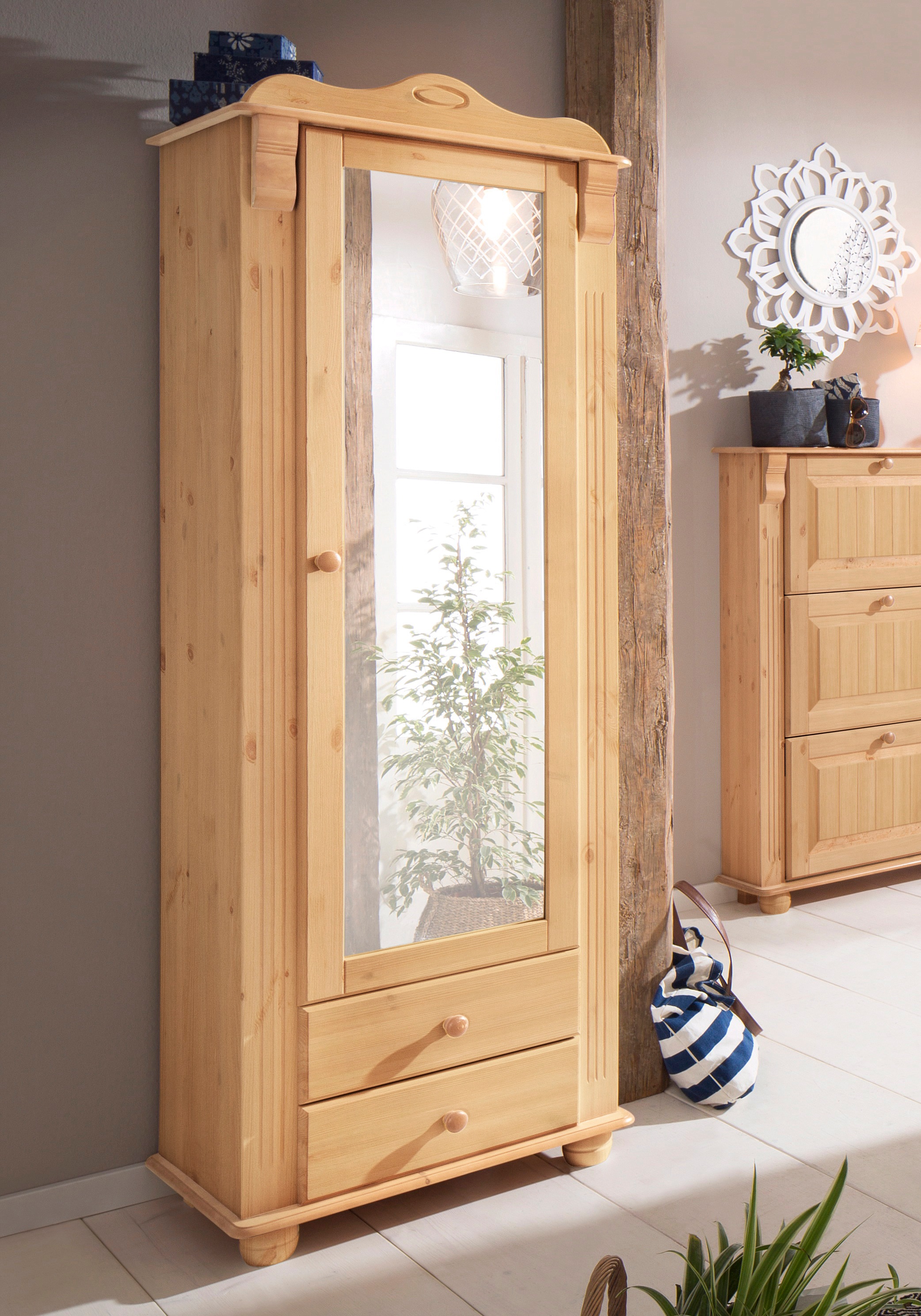 OTTO home Garderobenschrank "Adele" mit Spiegel, Breite 63 cm, mit 2 Schubl günstig online kaufen