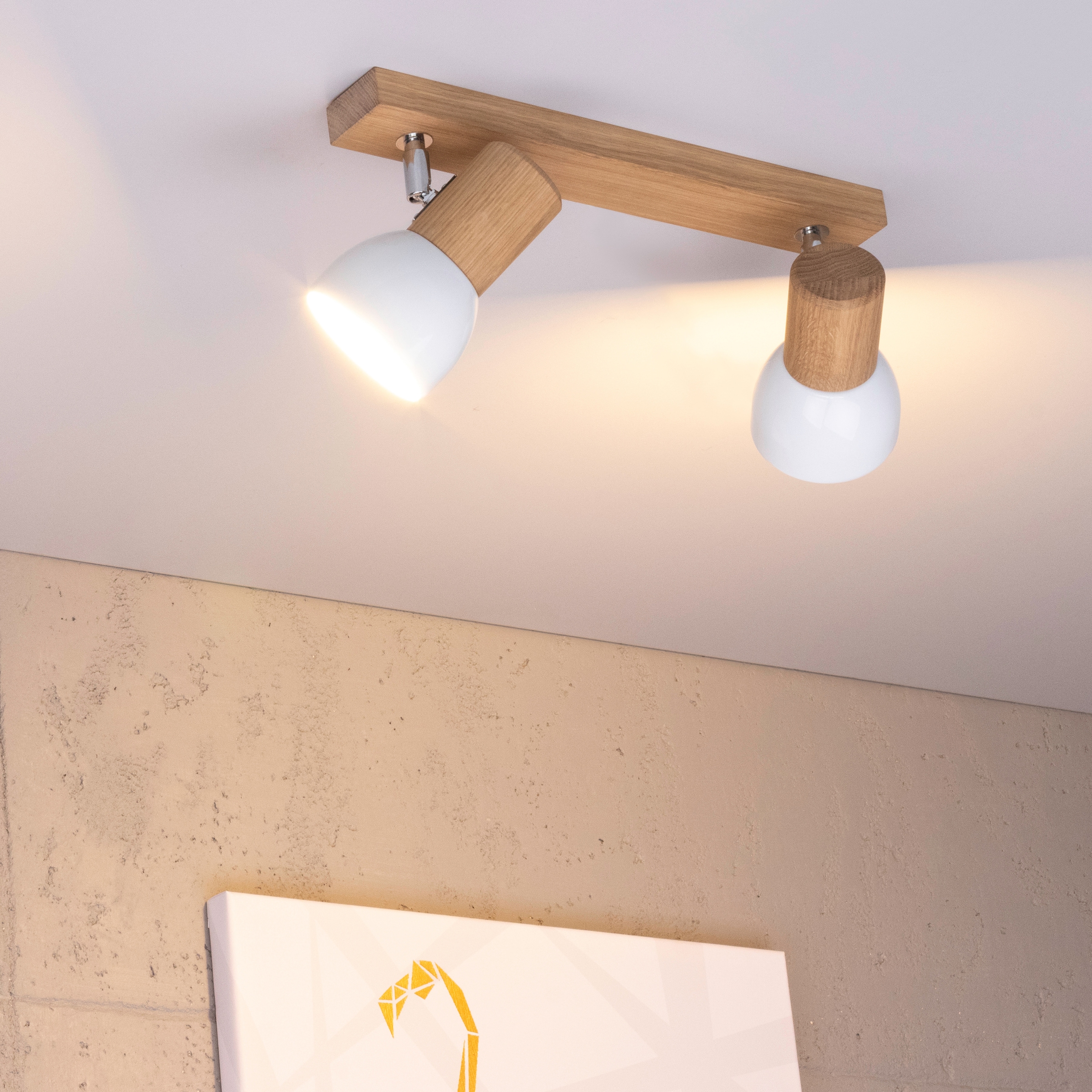 »SVENDA«, aus BAUR Light | Massivholz, Naturprodukt aus Mit Spots, Deckenleuchte Schirm SPOT Metall flexiblen 2 flammig-flammig,