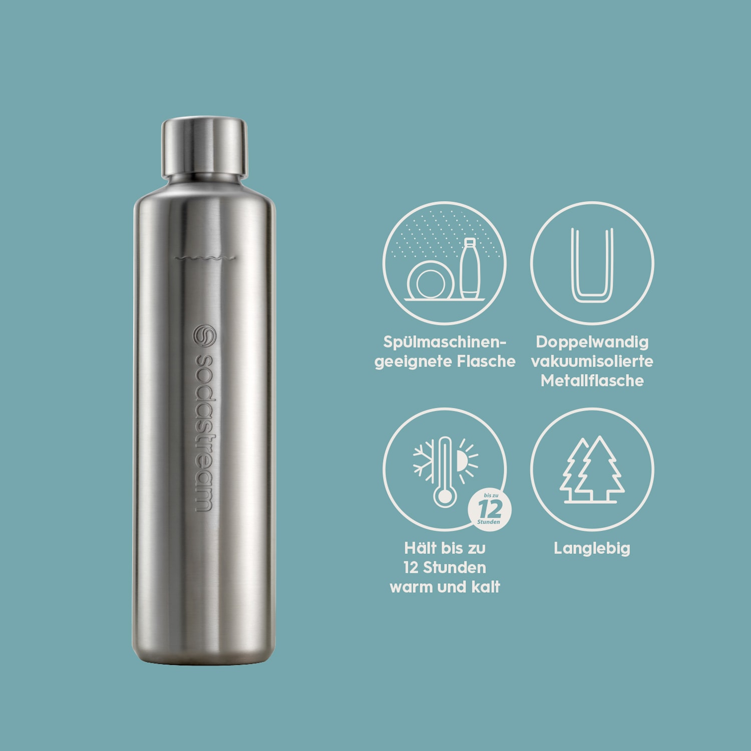 SodaStream Wassersprudler »DUO inkl. 1x Glasflasche 1 l + 1x Metallflasche 0,8 l, 1x QC«, (Set, 4 tlg.)
