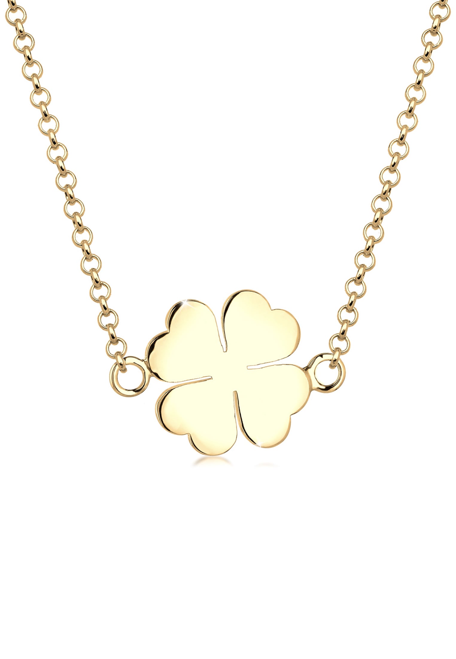"Kette mit Anhänger ELLI ""Halskette Anhänger Kleeblatt Glück 925 Silber"" Gr. 40, gold, Halsketten, Damen, ohne Stein, Silber 925 (Sterlingsilber)"