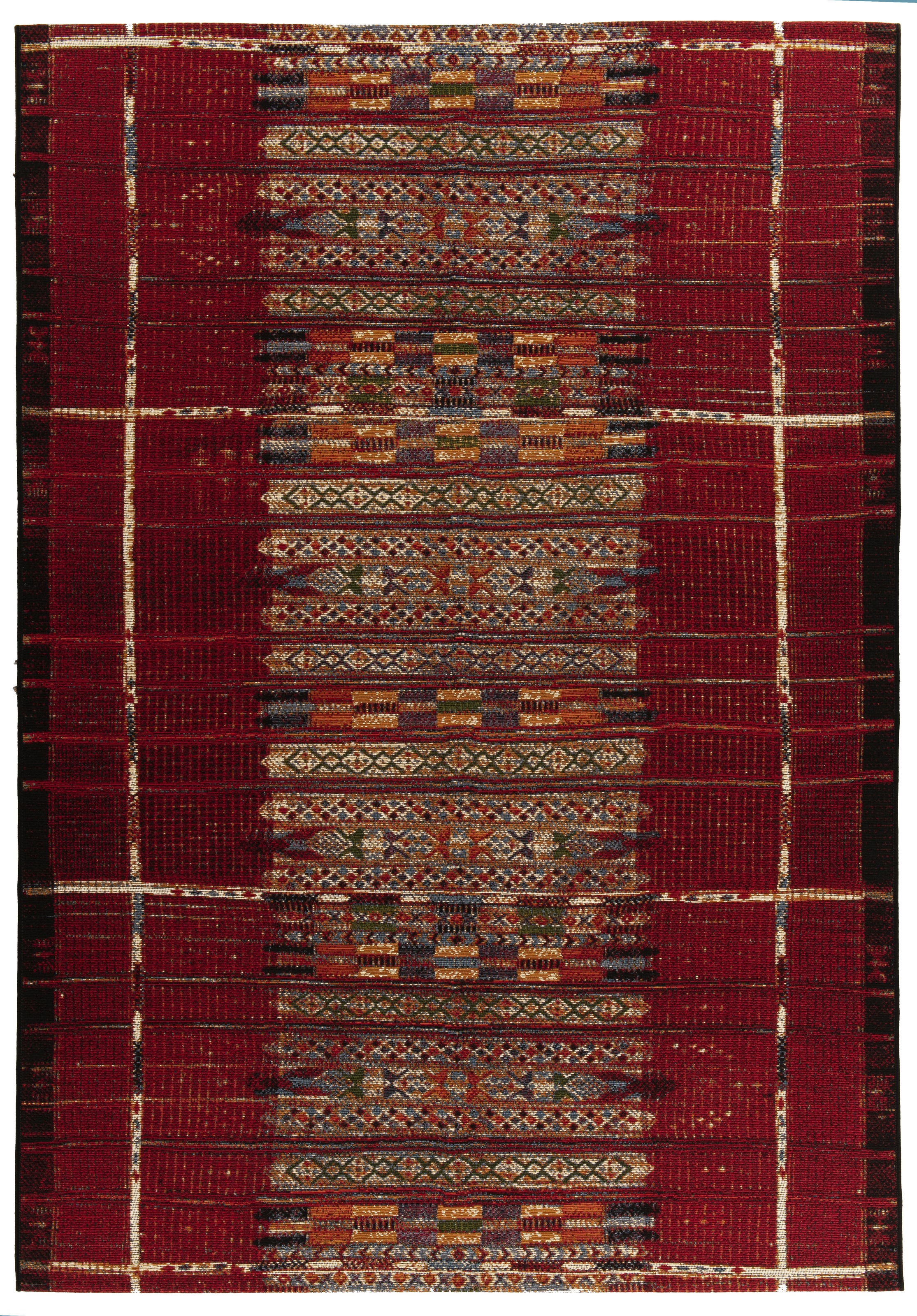 Teppich GINO FALCONE "Outdoor-Africa 38" Gr. 2, rot, B:80cm H:5mm L:165cm, Kunstfaser, Teppiche, Teppich, Flachgewebe, Ethno Style, In- und Outdoor geeignet