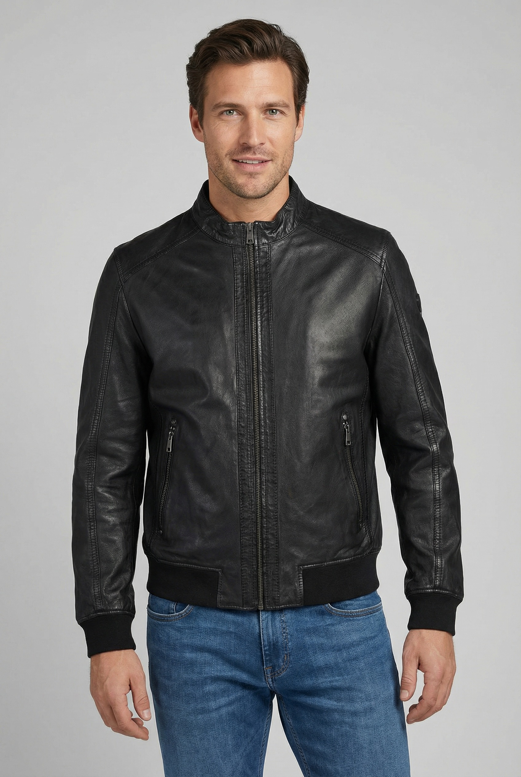 Mauritius Lederjacke "MMGoran" mit Stehkragen, Reißverschluss, Strickbündch günstig online kaufen