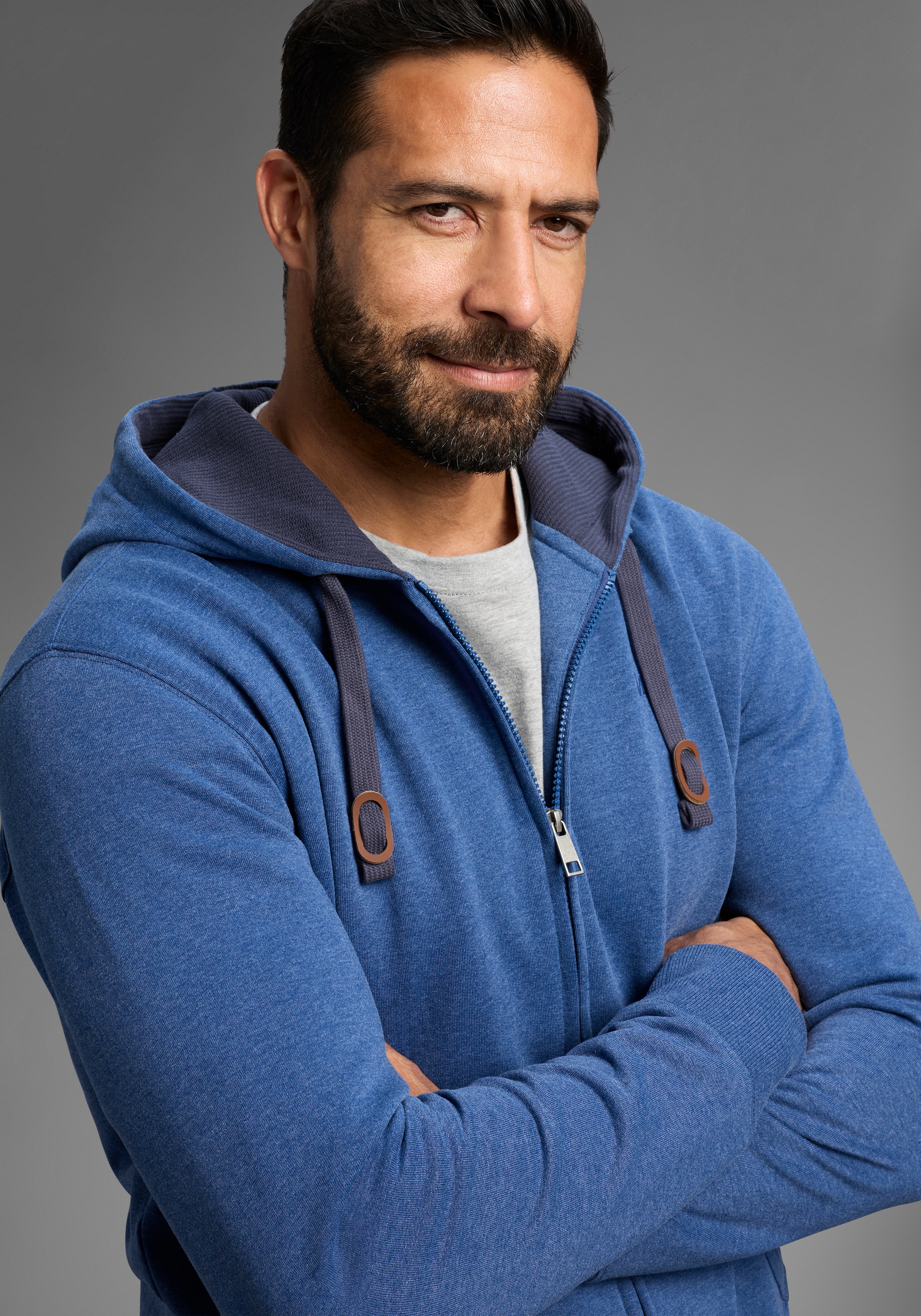 Man's World Kapuzensweatjacke, mit kontrastfarbigem Innenfutter