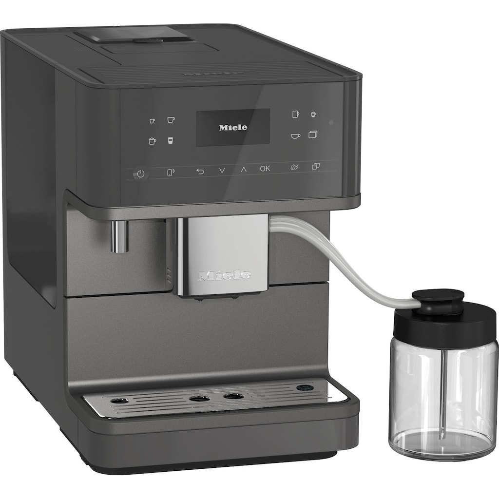 Miele Kaffeevollautomat »CM 6560 MilkPerfection«, Graphitgrau, WLAN-fähig, inkl. Milchgefäß und Gutschein für Kaffeekanne, Genießerprofile, cremiger Milchschaum, OneTouch for Two, Kaffeekannenfunktion, Reinigungsprogramme