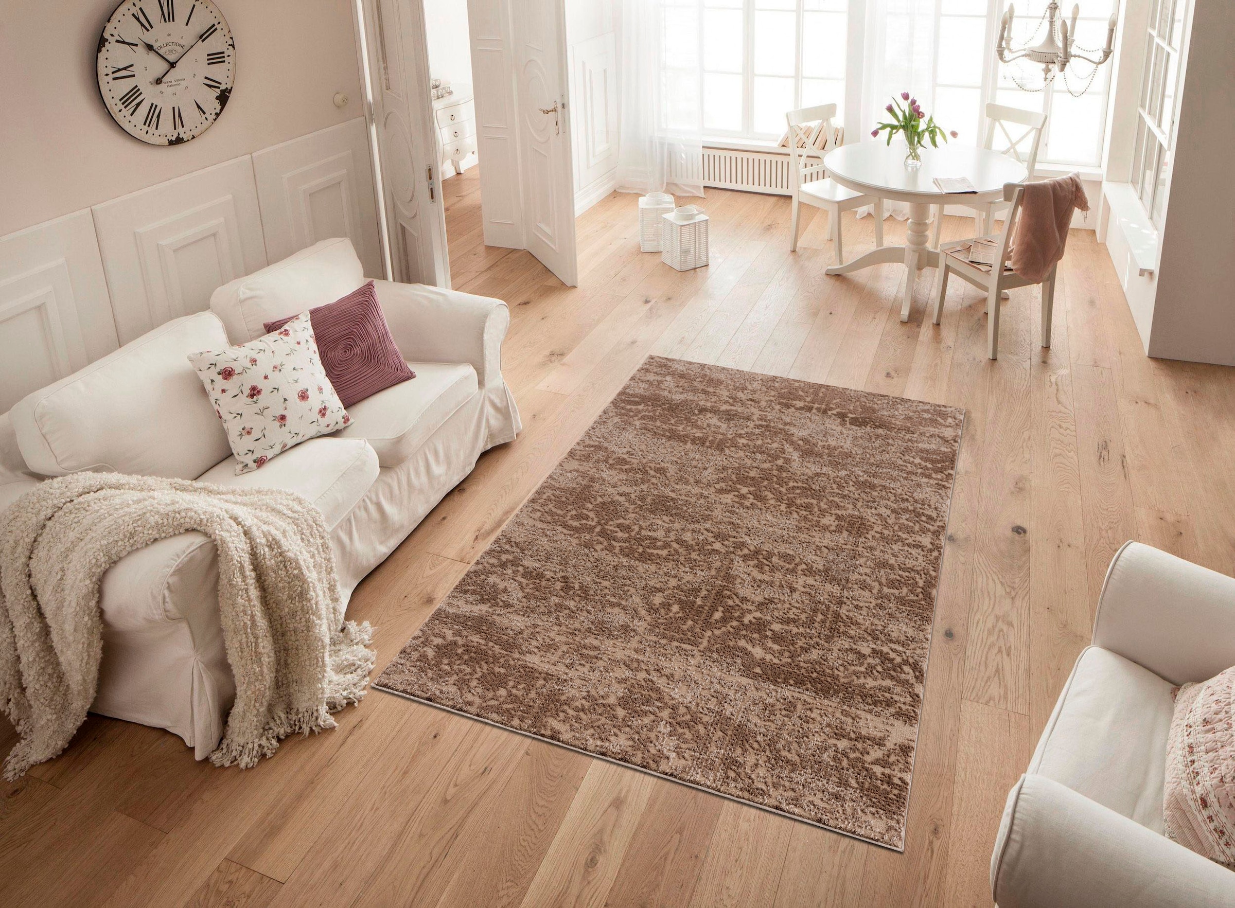 Home affaire Teppich »Dilani«, rechteckig, Vintage, dezenter Glanz, Hoch-Tief-Struktur, Schrumpf Carving-Effekt