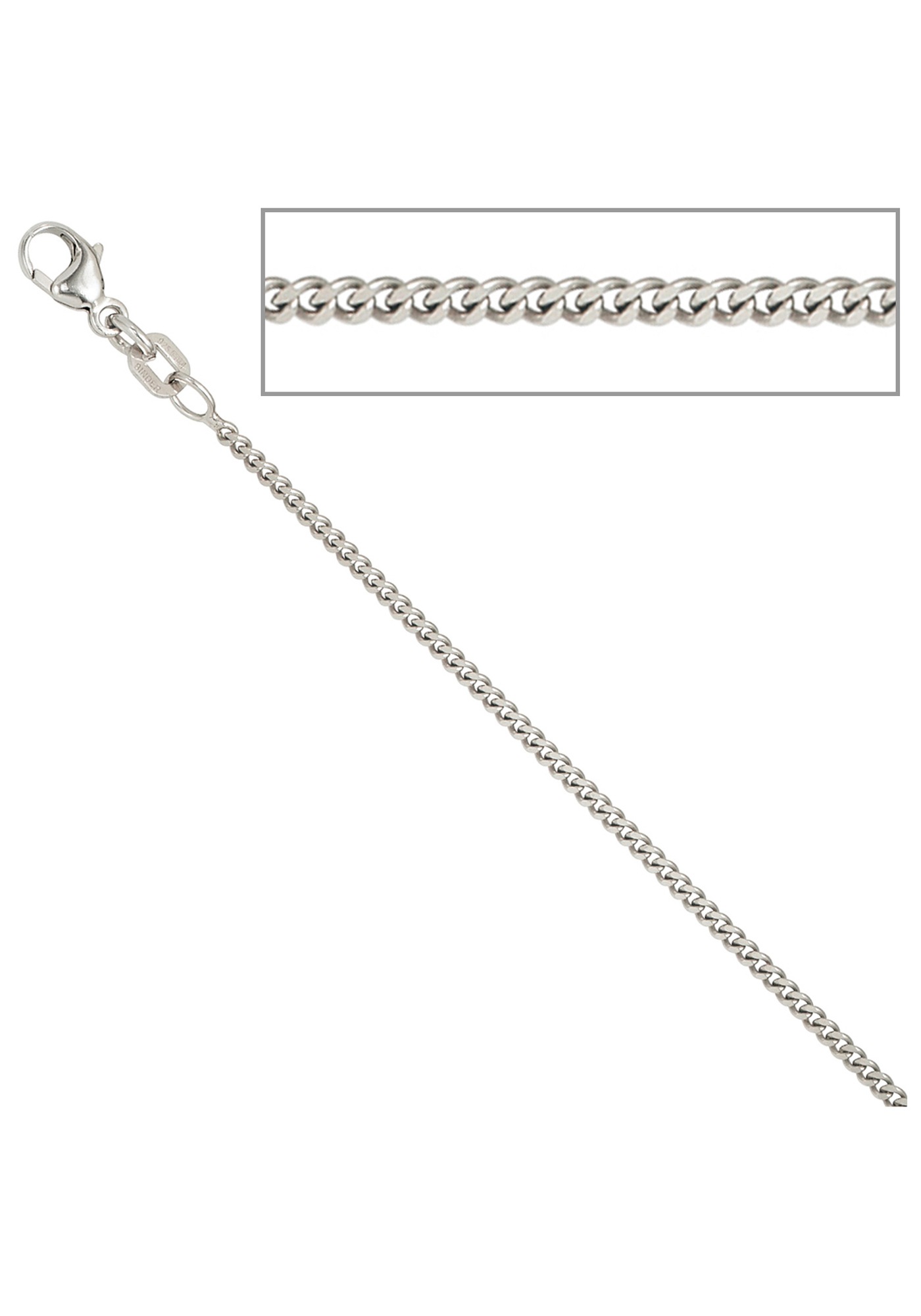 Silberkette JOBO, silber (silber 925), Halsketten, Damen, Silber 925 (Sterlingsilber), L: 38, Silberkette, Panzerkette 925 Silber 38 cm 1,7 mm 2