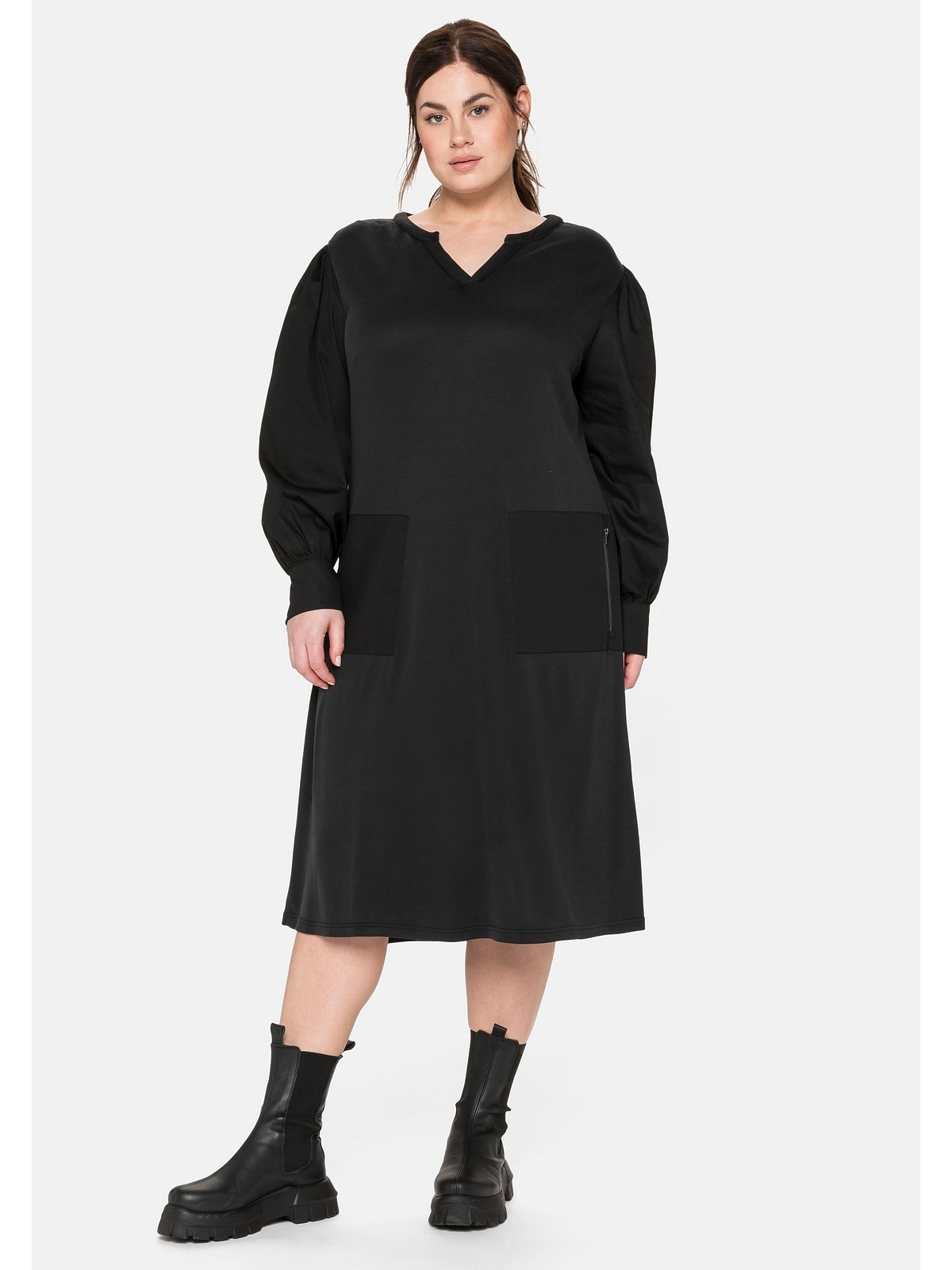 Sheego Shirtkleid »Große Größen«, mit aufgesetzten Taschen, in A-Linie