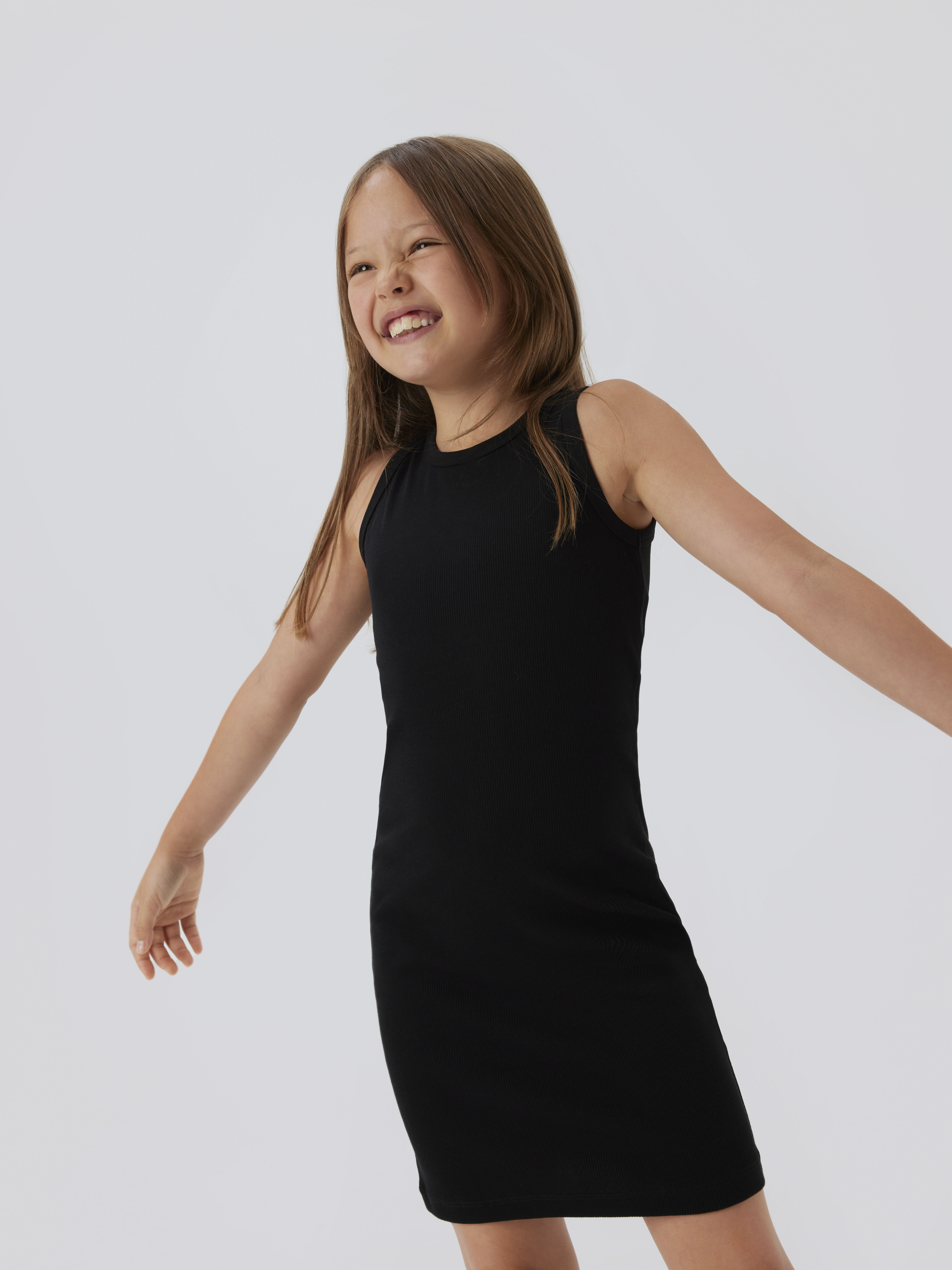 Name It Jerseykleid "NKFNAKAL SL SLIM DRESS NOOS" Baumwollmischung, Jersey Rippware