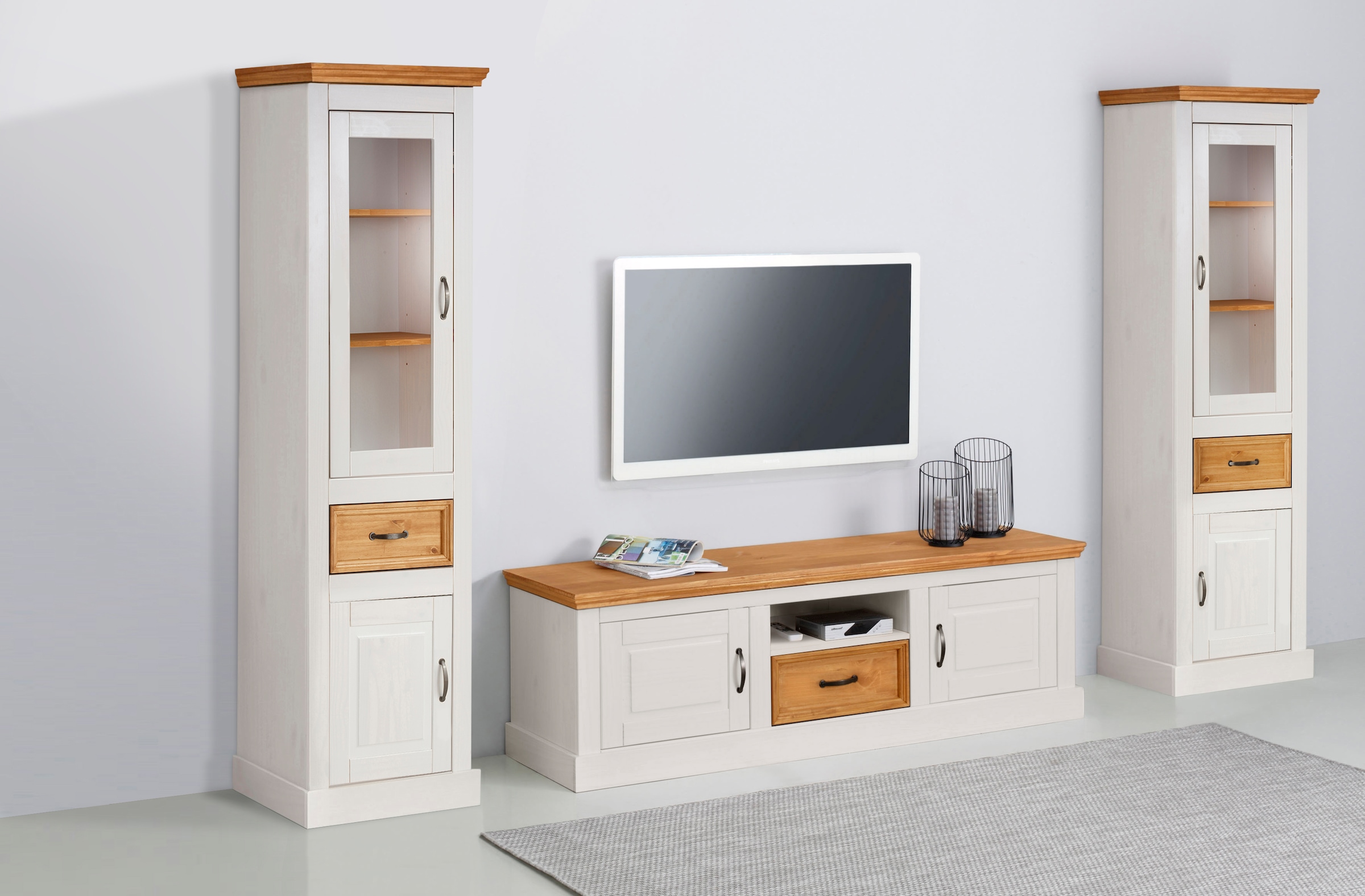 Home affaire Wohnwand "Selma" Set, 3 Stk. tlg. 2 Vitrinen und 1 Lowboard, a günstig online kaufen