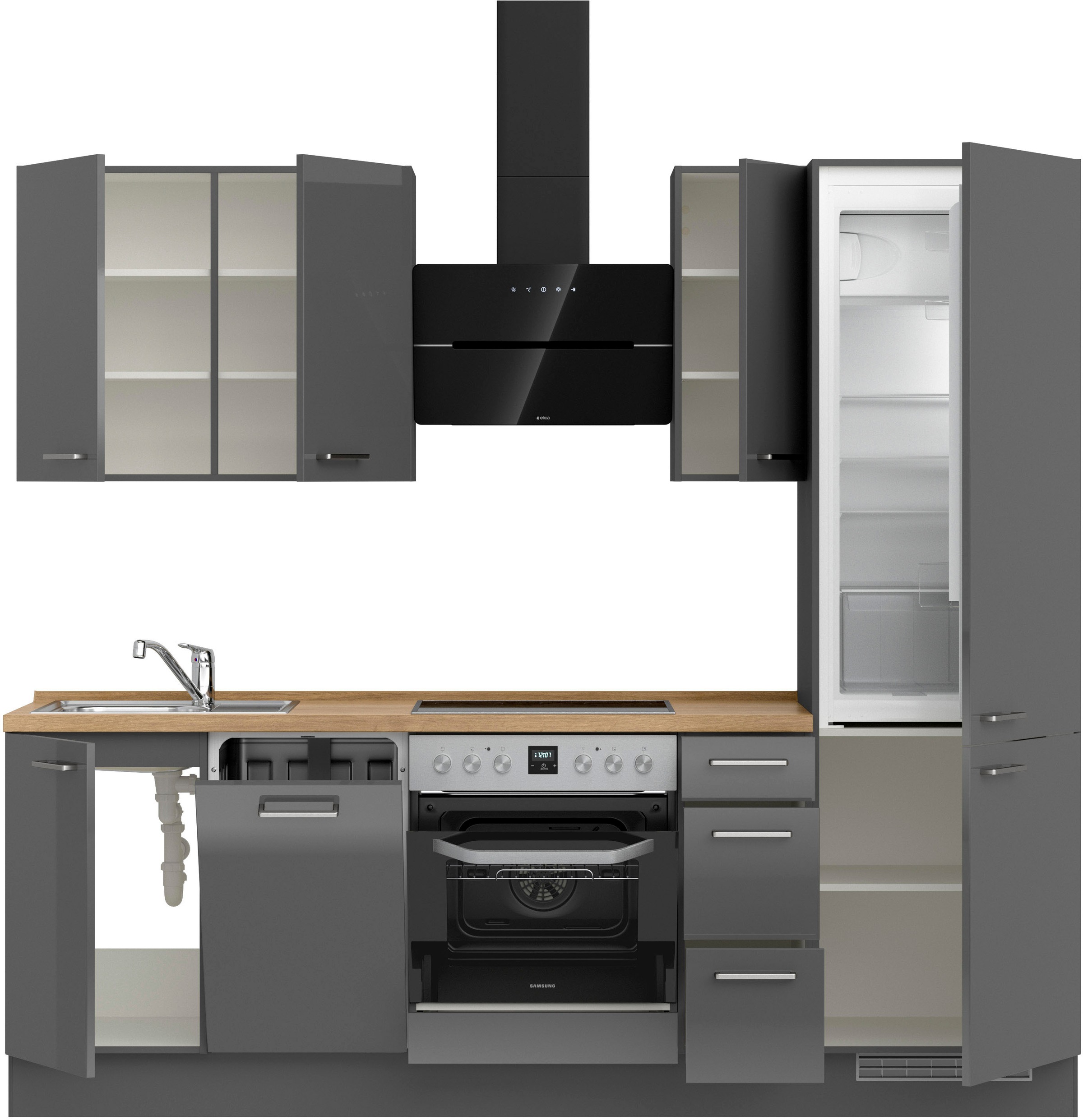 nobilia® Küchenzeile »"Flash II"«, vormontiert, Ausrichtung wählbar, Breite 240 cm, wahlw. mit E-Geräten