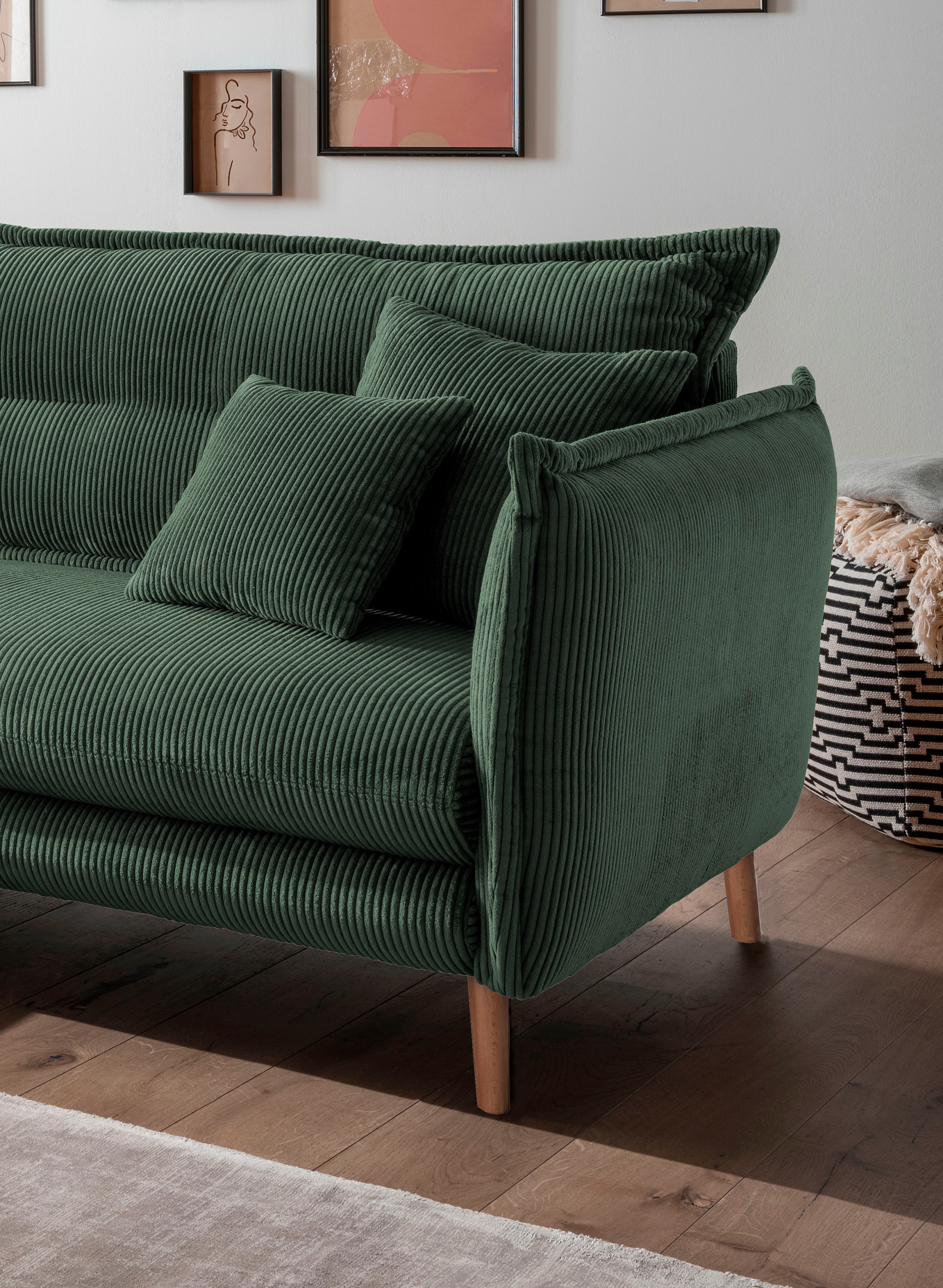 INOSIGN Ecksofa »Lazio modern und bequem, schmale Armlehnen, tolle Detailverarbeitung«, zwei verschiedene Fußfarben wählbar