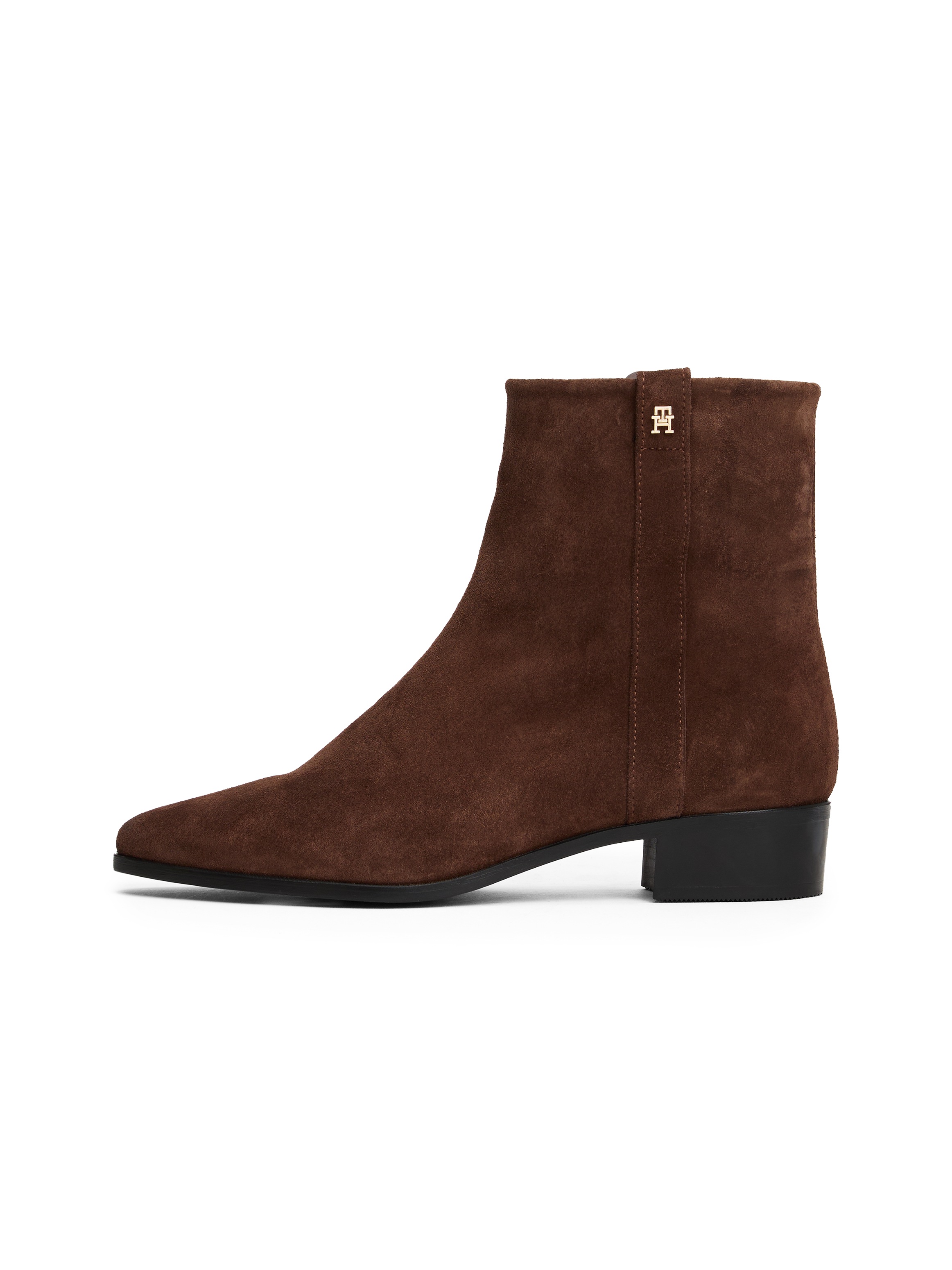 Tommy Hilfiger Stiefelette »TH SUEDE POINTY ZIP BOOTIE«, Blockabsatz, Westernboots, Cowboyboots in spitz zulaufender Form