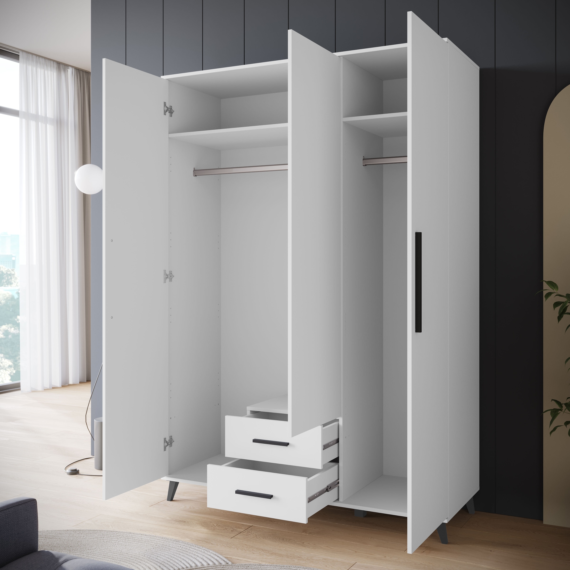 INOSIGN Kleiderschrank »Lagos, Garderobe«, (1 St.), Moderner Drehtürenschrank, FSC-zertifiziert, Schlafzimmerschrank