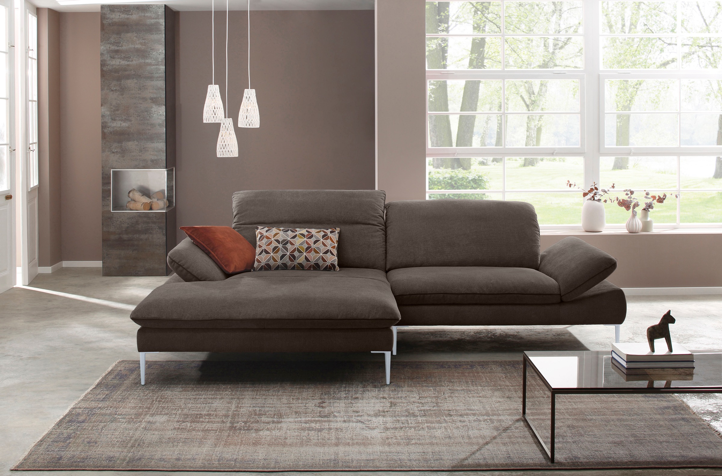 W.SCHILLIG Ecksofa »enjoy&MORE«, mit Sitztiefenverstellung, Füße silber matt, Breite 294 cm