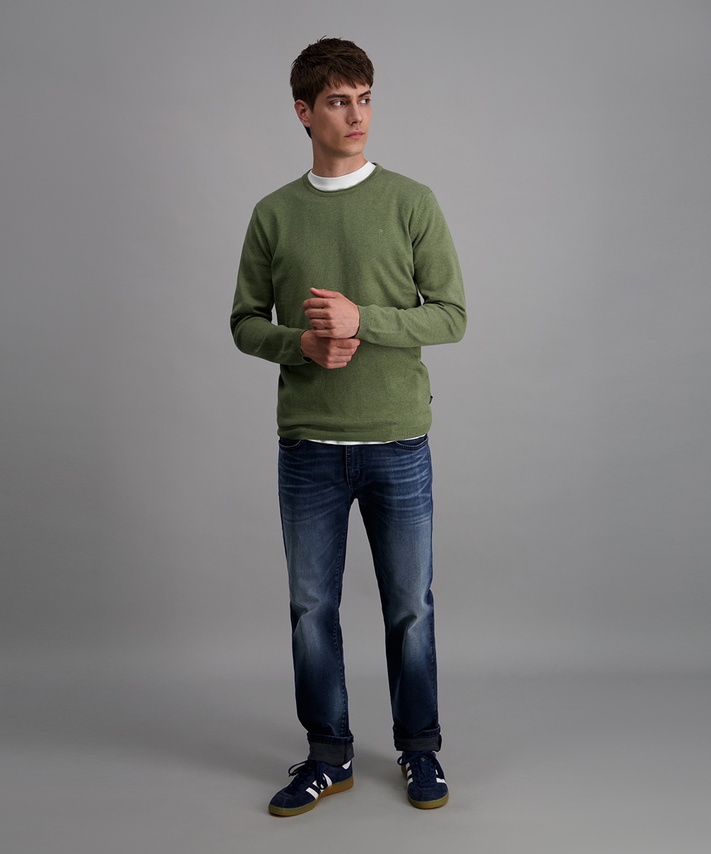 Pioneer Authentic Jeans Rundhalspullover mit Rollkante