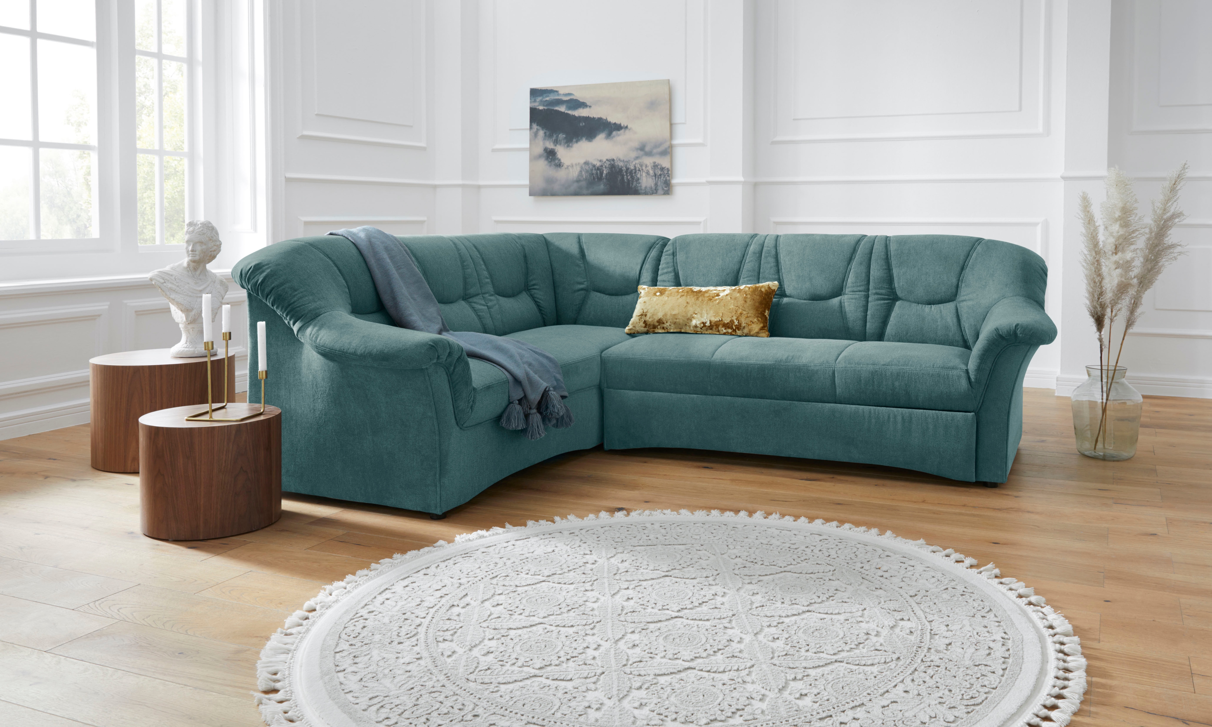 DOMO collection 1100000002199 "SARAFINA 240x190 cm, auch mit Federkern für mehr Sitzkomfort" whlw. mit Bettfunktion, elegantes Design, L-Form