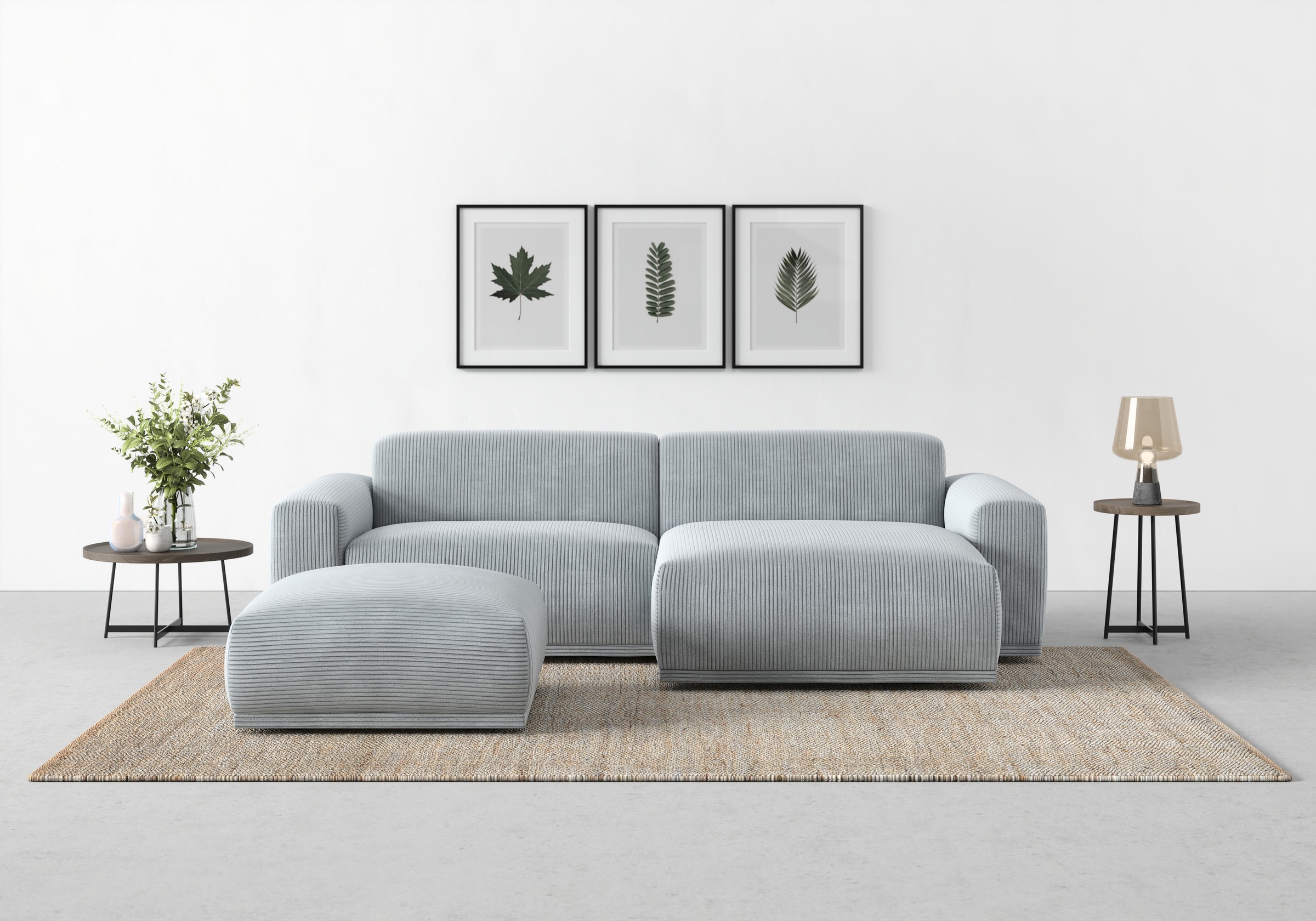 TRENDMANUFAKTUR Ecksofa »Braga, mit hochwertigem Kaltschaum, L-Form, in Cord erhältlich«, (2 St.), modernes Sofa, Couch mit hohem Sitzkomfort, 255/72/160 cm (B/H/T)