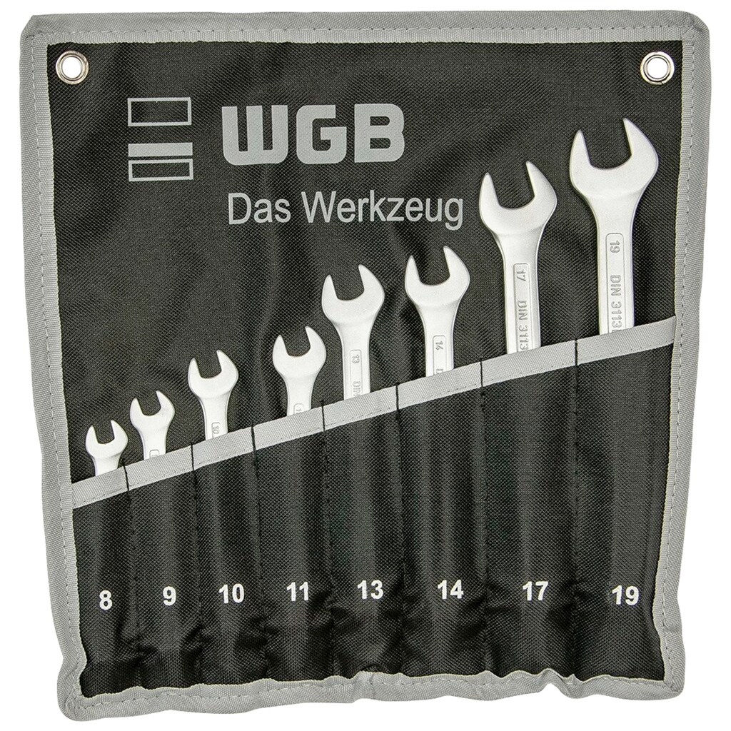 WGB BASIC PLUS Gabel- und Ringschlüssel »Ringmaulschlüssel-Satz«, (Set, 8 St.), Ringseite gekröpft