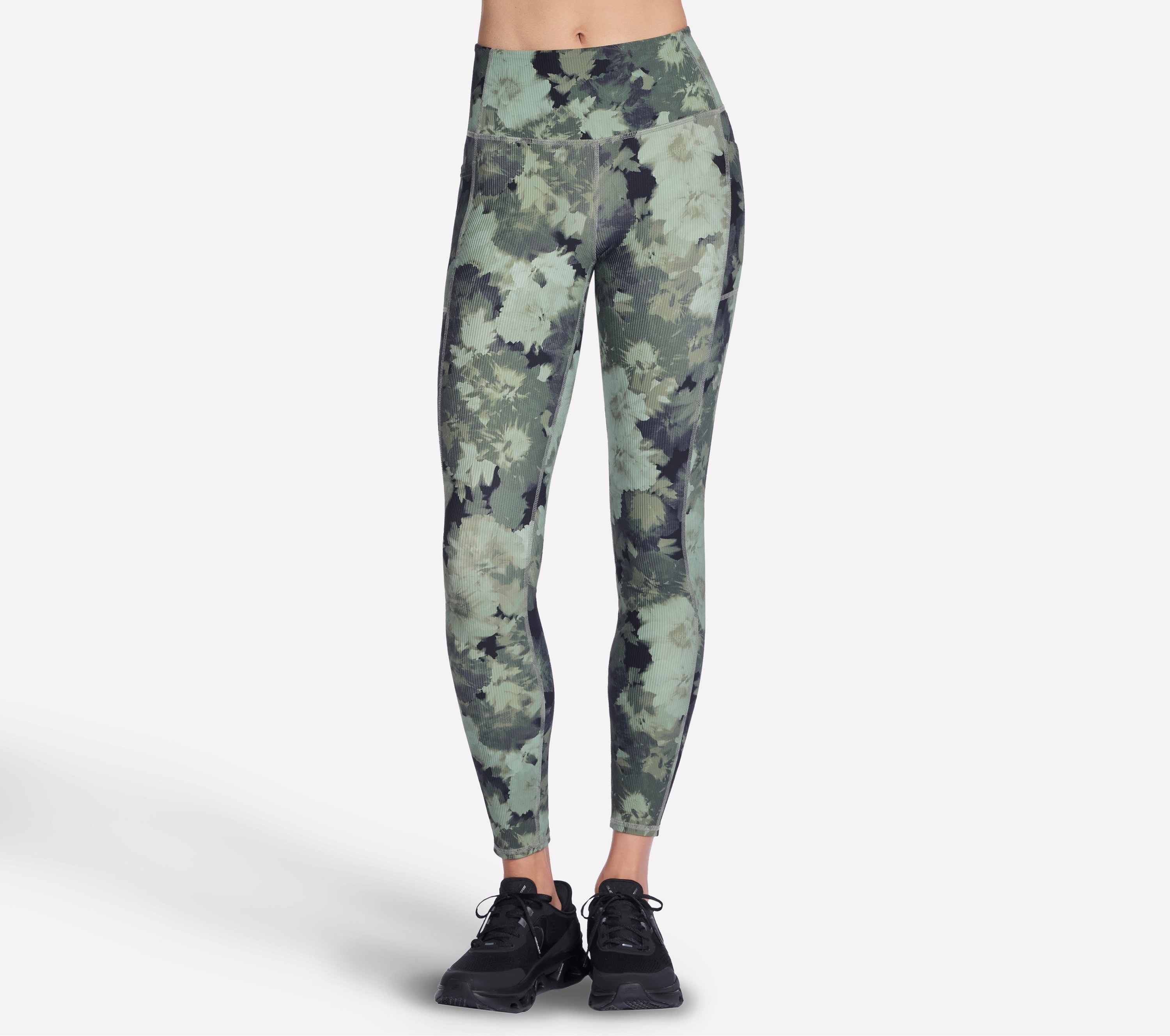 Skechers Leggings "GOFLEX RIB INBLOOM FL HW LEGGING" mit durchgehendem Blumenprint, Full-Length-Design