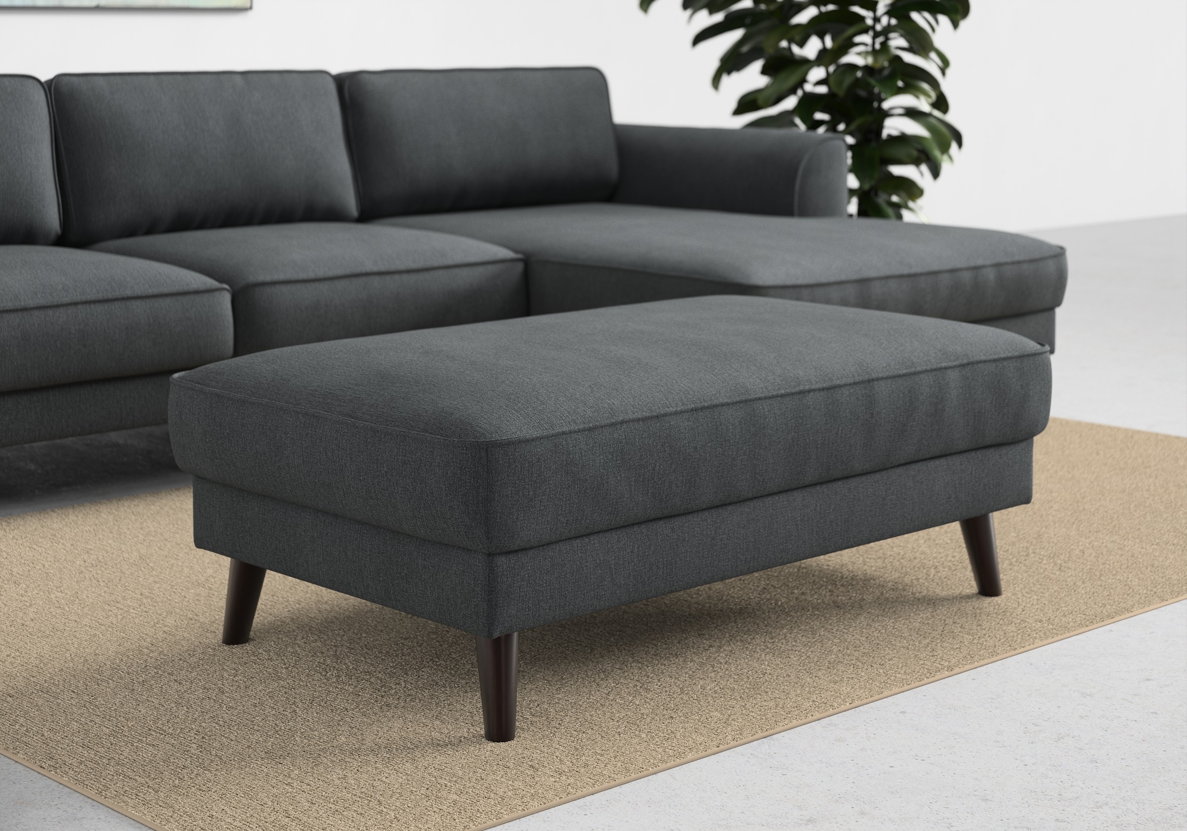 Polsterhocker TRENDMANUFAKTUR "Lumber Jack", grau (anthrazit), B:123cm H:44cm T:74cm, 100% Polyester, Hocker, Polsterhocker, in moderner Optik, mit extra hohen Füßen