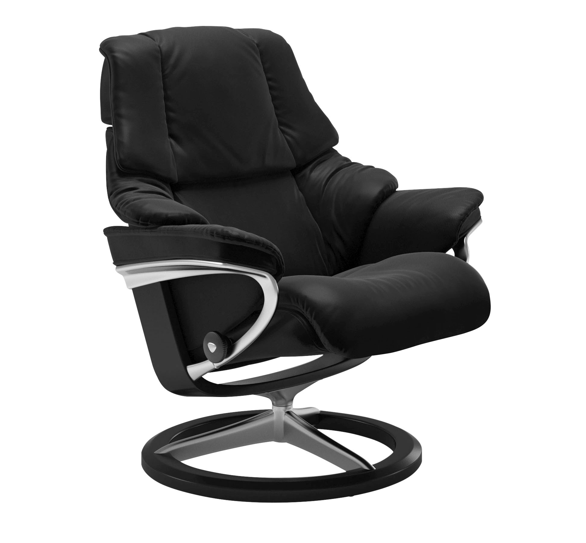 Thumbnail - Stressless Relaxsessel "Reno" Set, Relaxsessel mit Hocker, mit Hocker, mit Signature Base, Größe S, M & L, Gestell Schwa...