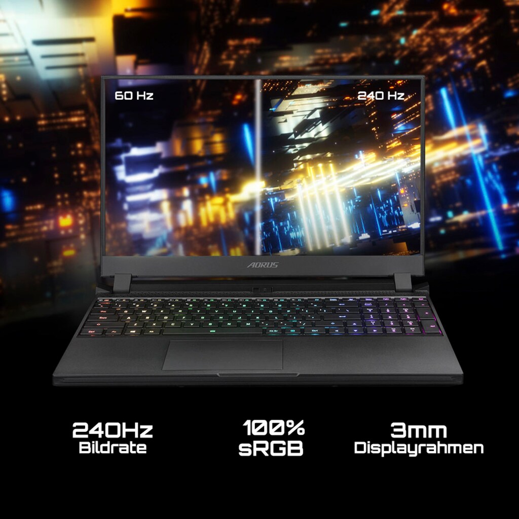 Gigabyte Gaming-Notebook »AORUS 5 SE4-73DE314SH«, 39,62 cm, / 15,6 Zoll, Intel, Core i7, GeForce RTX 3070, 1000 GB SSD