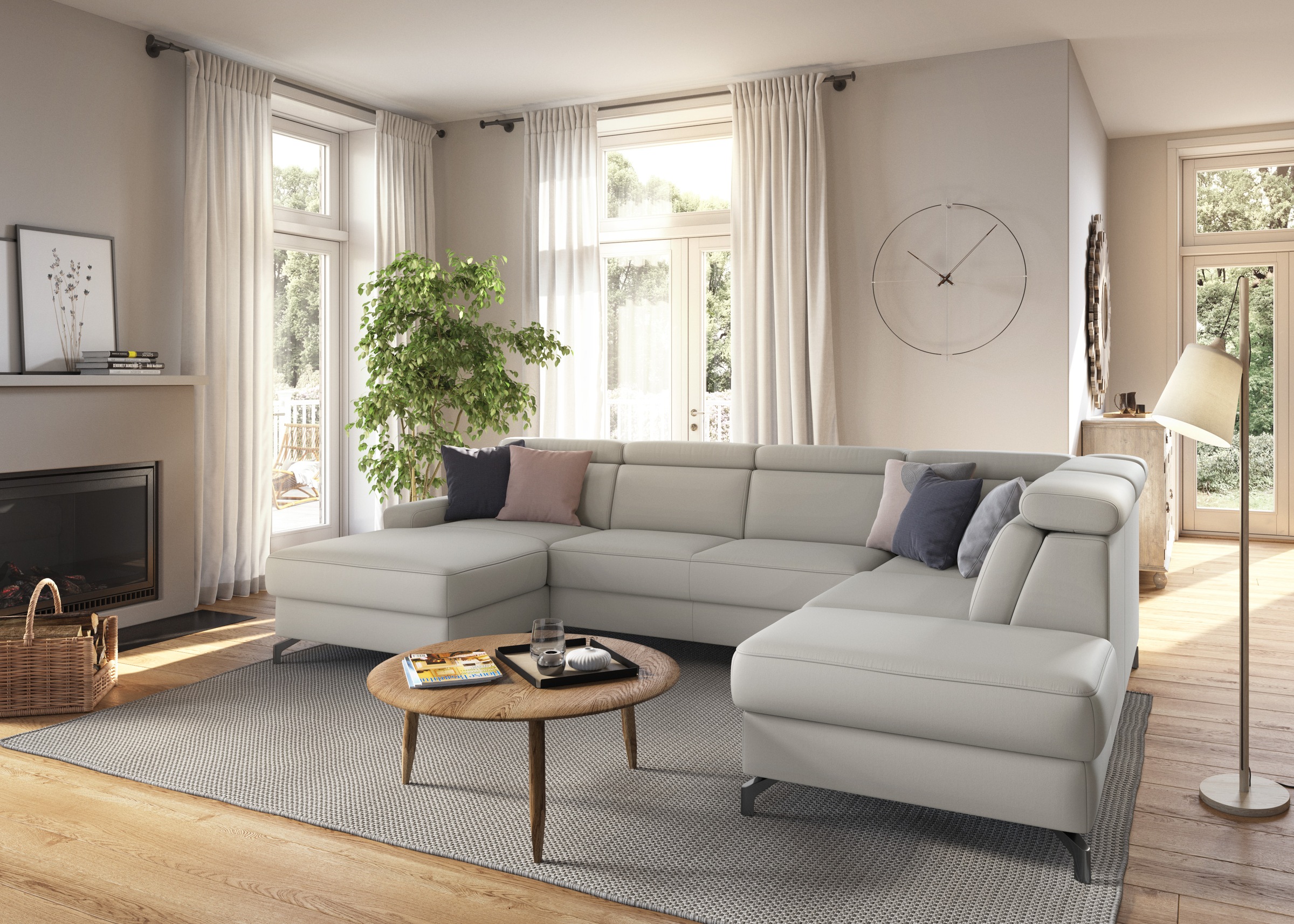 sit&more Wohnlandschaft »Scarlett U-Form«, inklusive Kopfteilverstellung, wahlweise mit Bettfunktion, Bettkasten