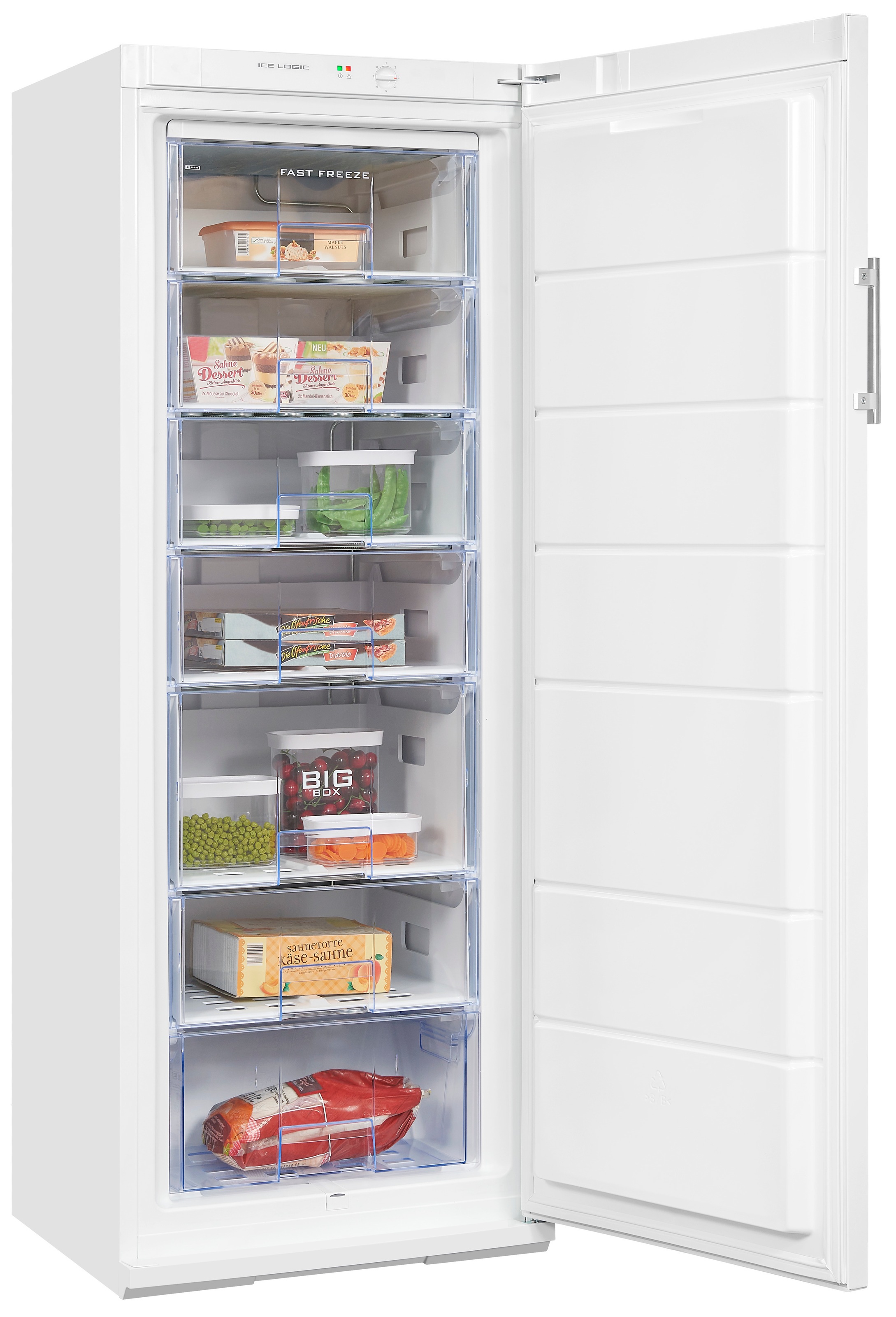 EXQUISIT Gefrierschrank "GS27-H-280E", Energieeffizienz: E (A-G), silber (weiß), B:60cm H:163cm T:65cm, Gefrierschränke, 4*-Gefrierschrank mit praktischem Griff – leicht & bequem zu öffnen 3