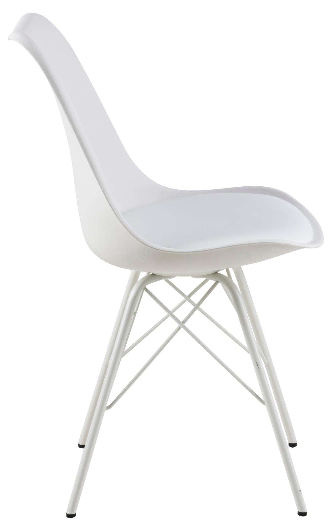 ACTONA GROUP Esszimmerstuhl »Esstischstuhl Eris - modern und stilvoll in verschiedenen Farben« (Set) 2 Stk.Weißer Kunststoffbezug in Lederoptik, Stahlgestell. 48,5x54x85,5 cm