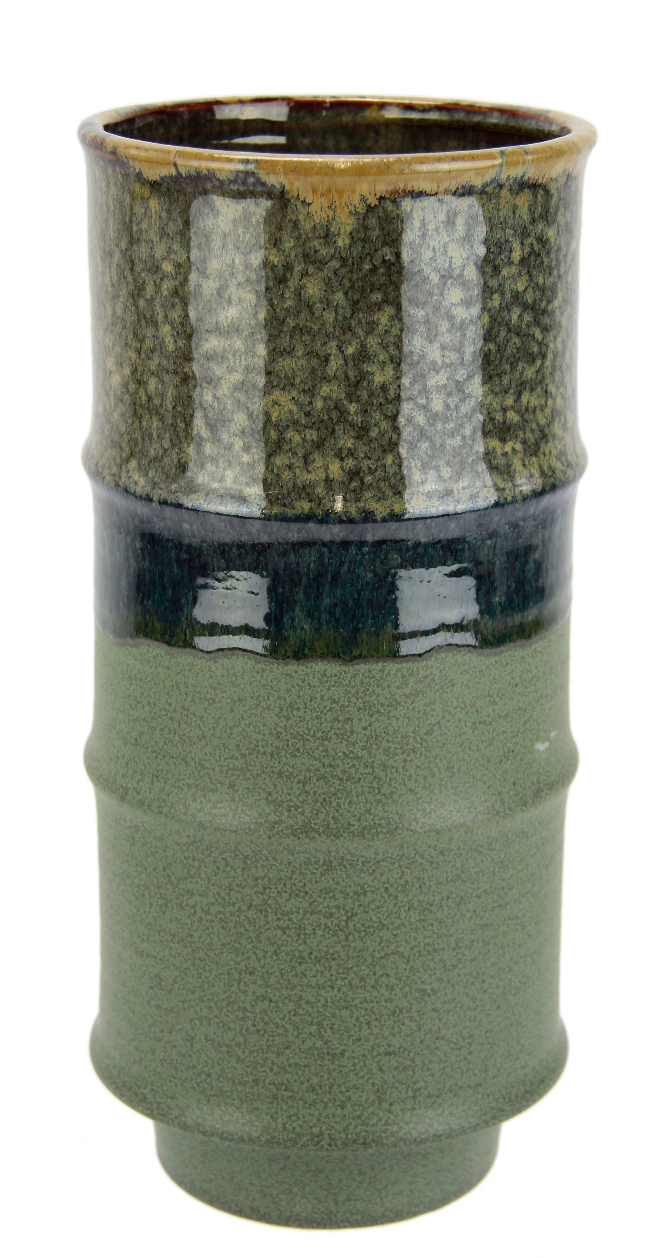 I.GE.A. Dekovase "Blumenvase aus Keramik, geriffelt, Zylinderform, matt glänzend" Keramikvase, Dekoration, Vase für Blumen, Zweige und Kunstblumen