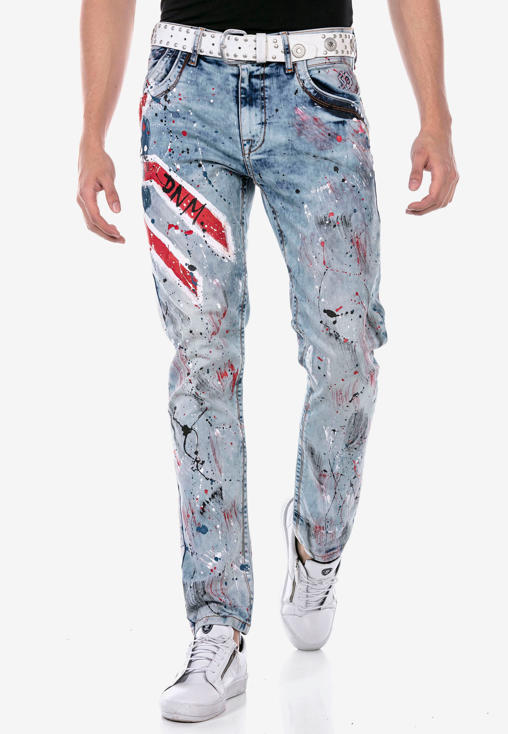 Bequeme Jeans, mit handbemaltem Design
